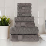 Chevron Zero Twist Solid and Jacquard Cotton 8 Piece Towel Set - Towel Set by Superior Brand