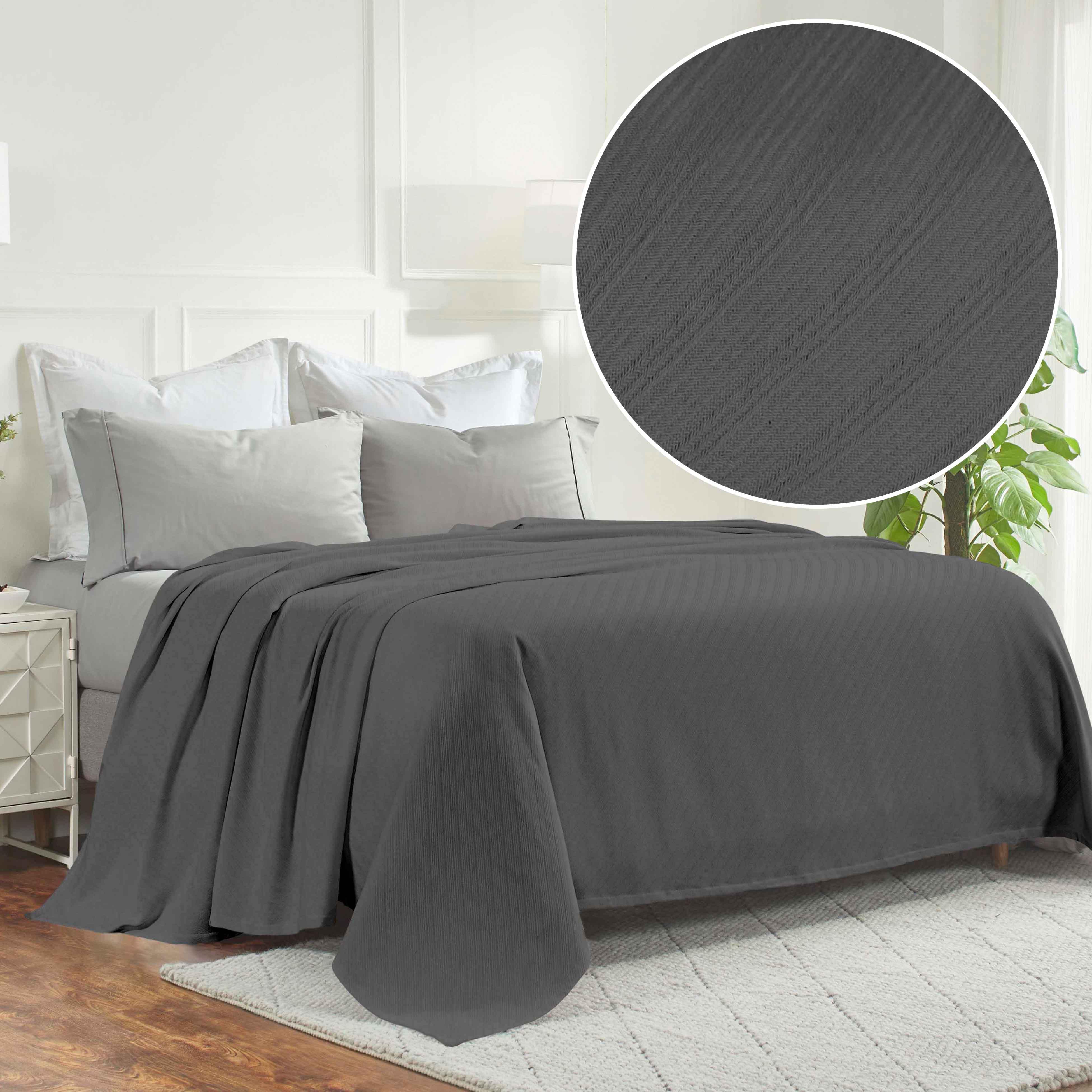 Milan Cotton Textured Jacquard Striped Lightweight Woven Blanket - Blanket by Superior Brand