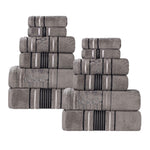 Sadie Zero Twist Cotton Solid and Jacquard Floral 12 Piece Towel Set - Towel Set by Superior Brand