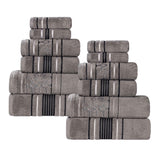 Sadie Zero Twist Cotton Solid and Jacquard Floral 12 Piece Towel Set - Towel Set by Superior Brand