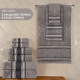Zero-Twist Cotton Jacquard Towel Set 9 Piece - Sadie - Towel Set by Superior Brand