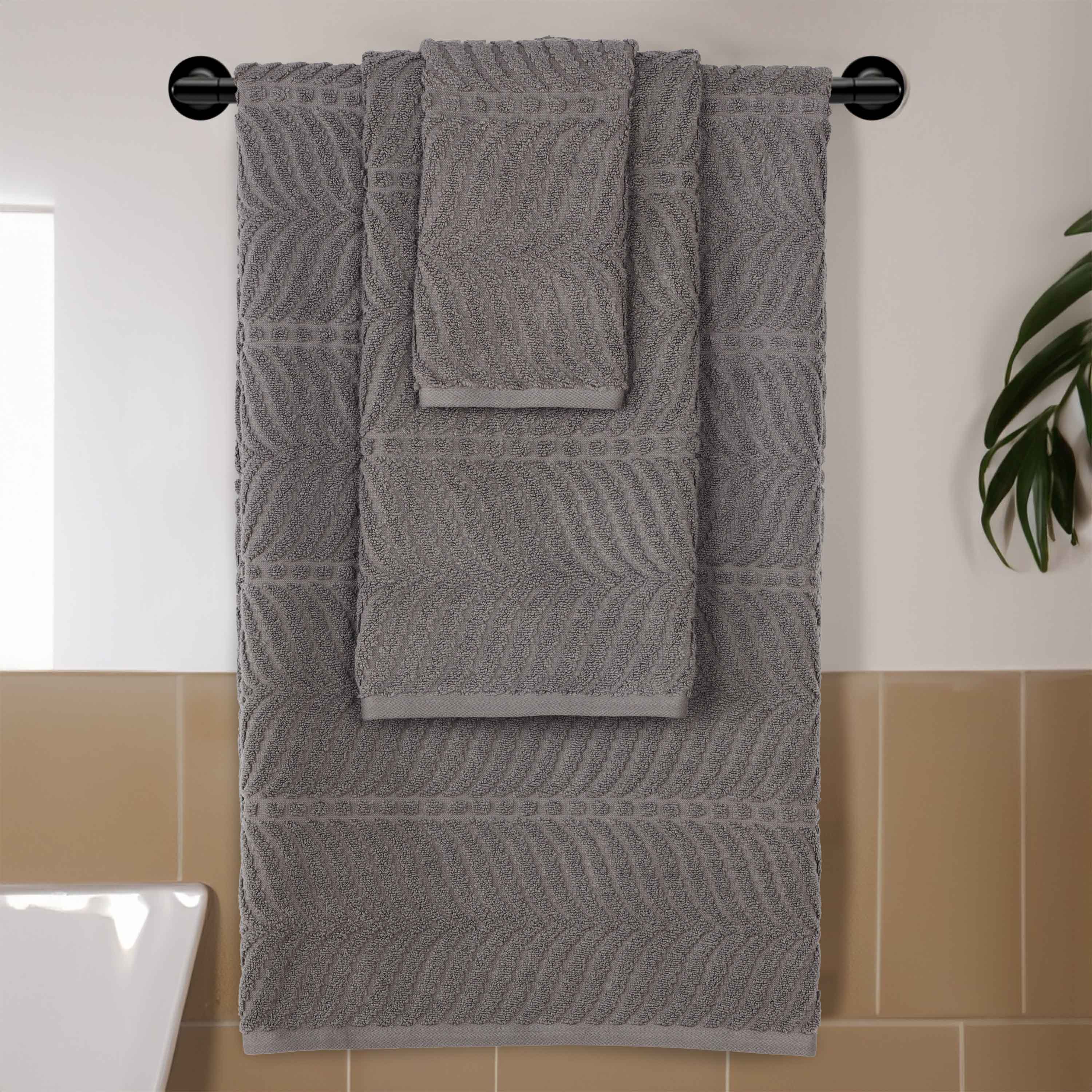 Chevron Zero Twist Jaquard Cotton 3 Piece Bathroom Towel Set - Towel Set by Superior Brand
