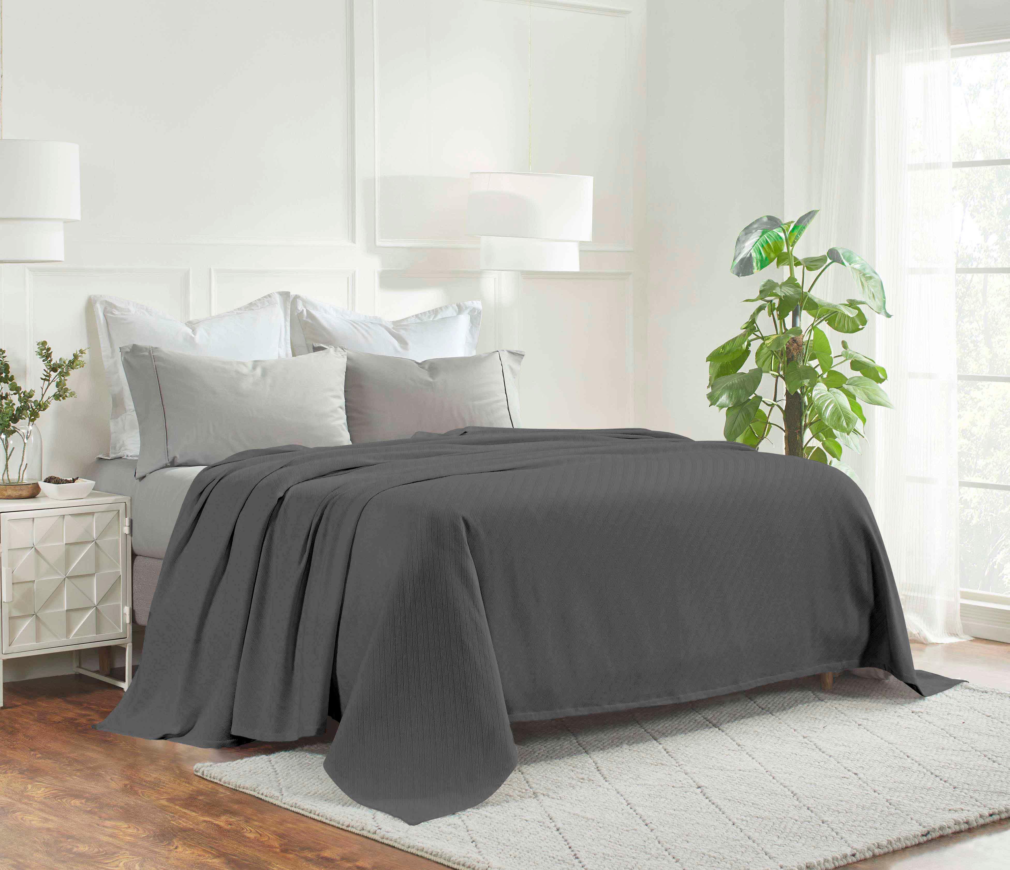 Milan Cotton Textured Jacquard Striped Lightweight Woven Blanket - Blanket by Superior Brand