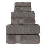 Chevron Zero-Twist Cotton Jacquard and Solid Towel Set 6 Piece - Towel Set by Superior Brand