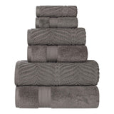 Chevron Zero-Twist Cotton Jacquard and Solid Towel Set 6 Piece - Towel Set by Superior Brand