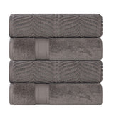 Zero Twist Cotton Solid and Jacquard Bath Towel Set of 4 - Bath Towel by Superior Brand