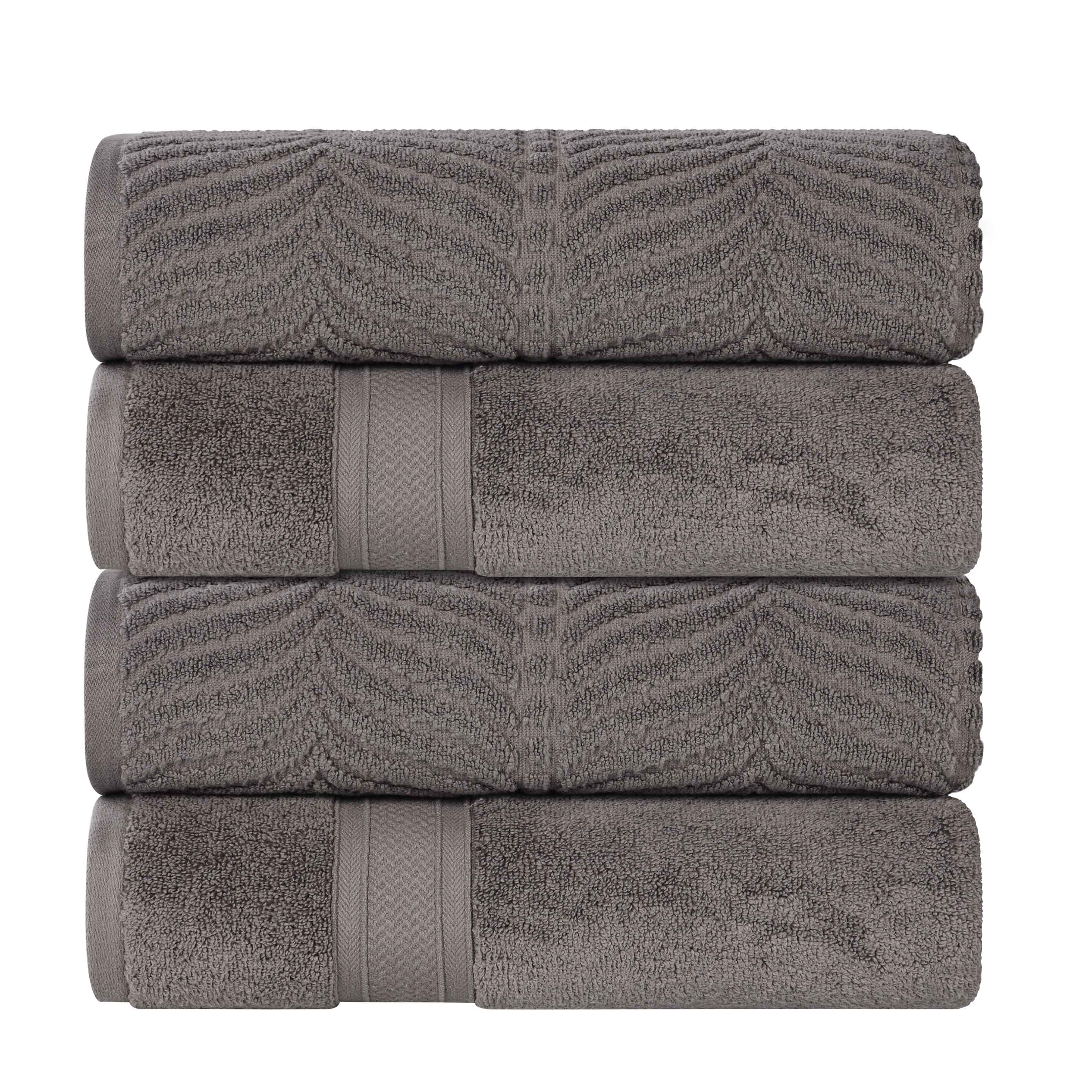 Zero Twist Cotton Solid and Jacquard Bath Towel Set of 4 - Bath Towel by Superior Brand