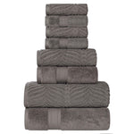 Chevron Zero Twist Solid and Jacquard Cotton 8 Piece Towel Set - Towel Set by Superior Brand
