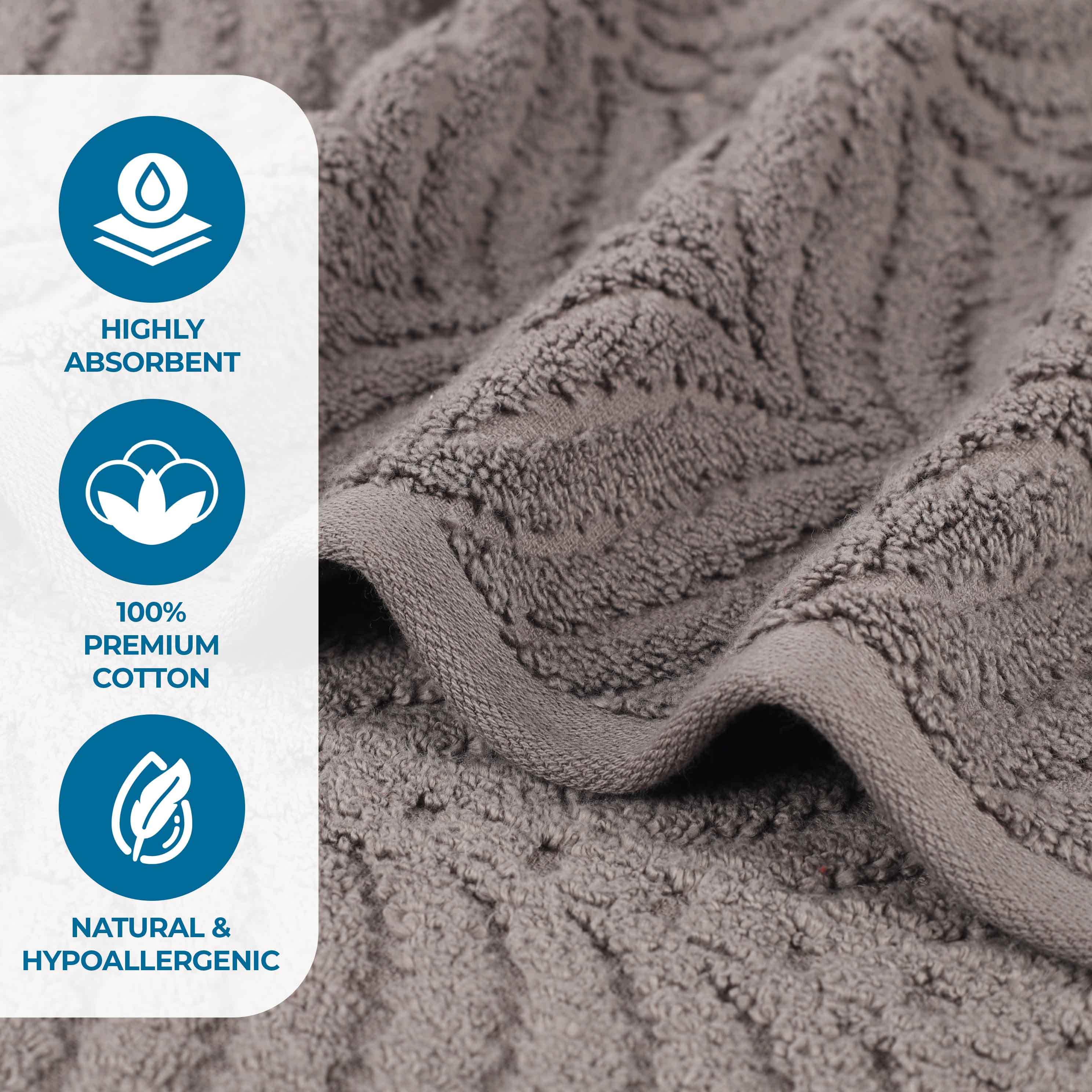 Chevron Zero Twist Jaquard Cotton 3 Piece Bathroom Towel Set - Towel Set by Superior Brand