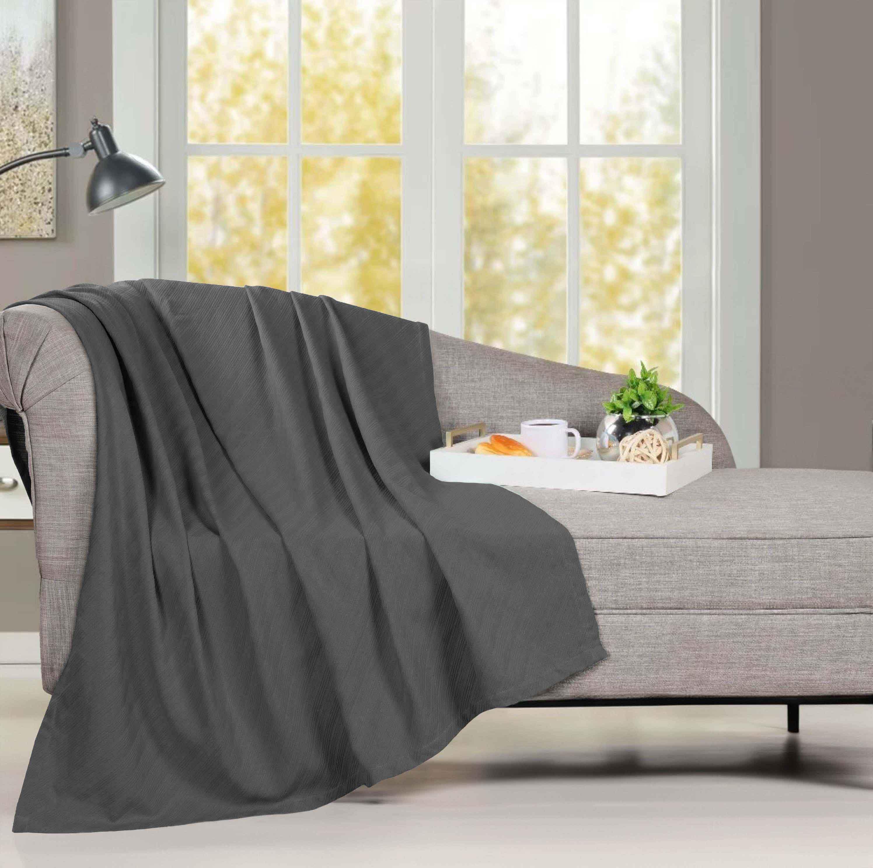 Milan Cotton Textured Jacquard Striped Lightweight Woven Blanket - Blanket by Superior Brand