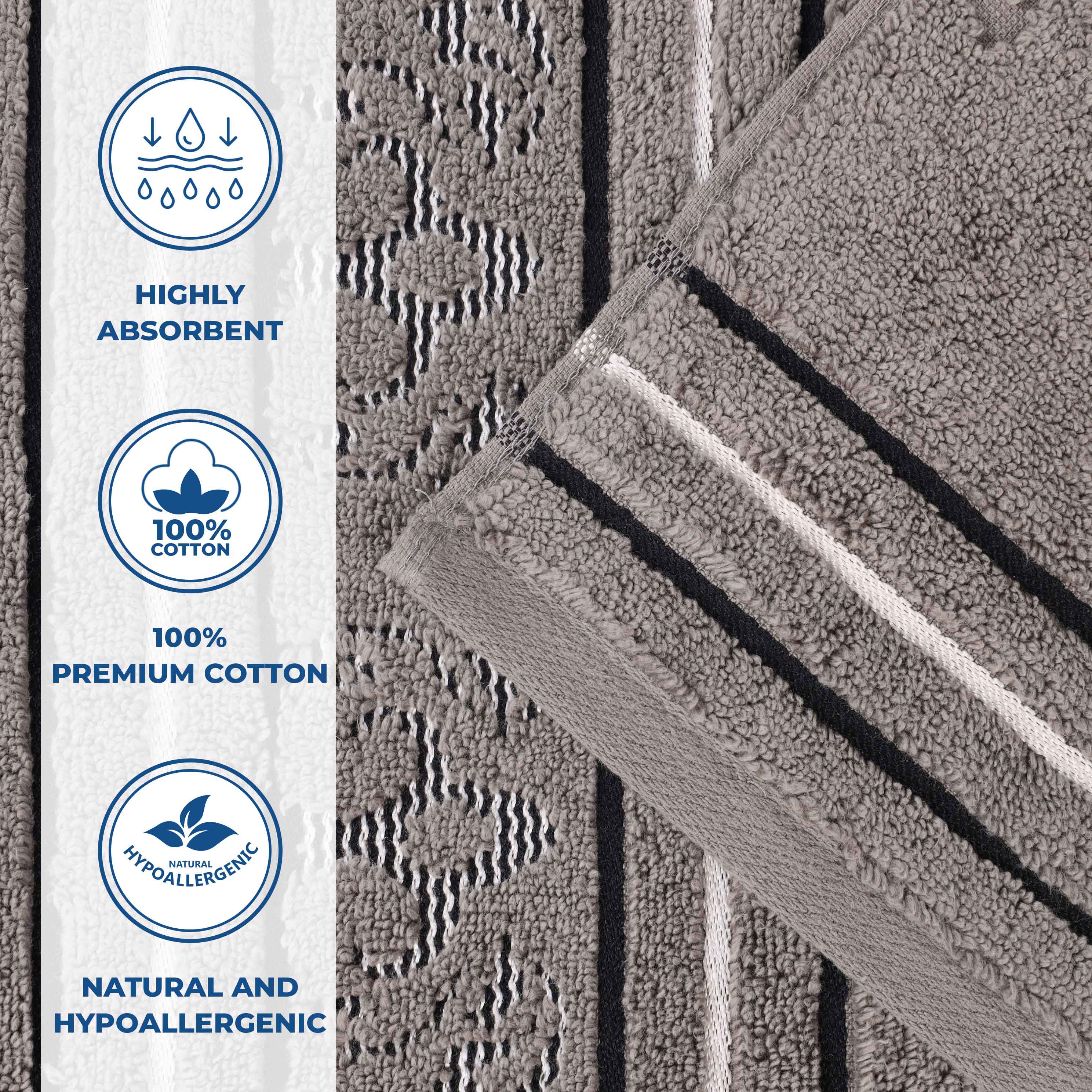 Zero-Twist Cotton Jacquard Towel Set 9 Piece - Sadie - Towel Set by Superior Brand