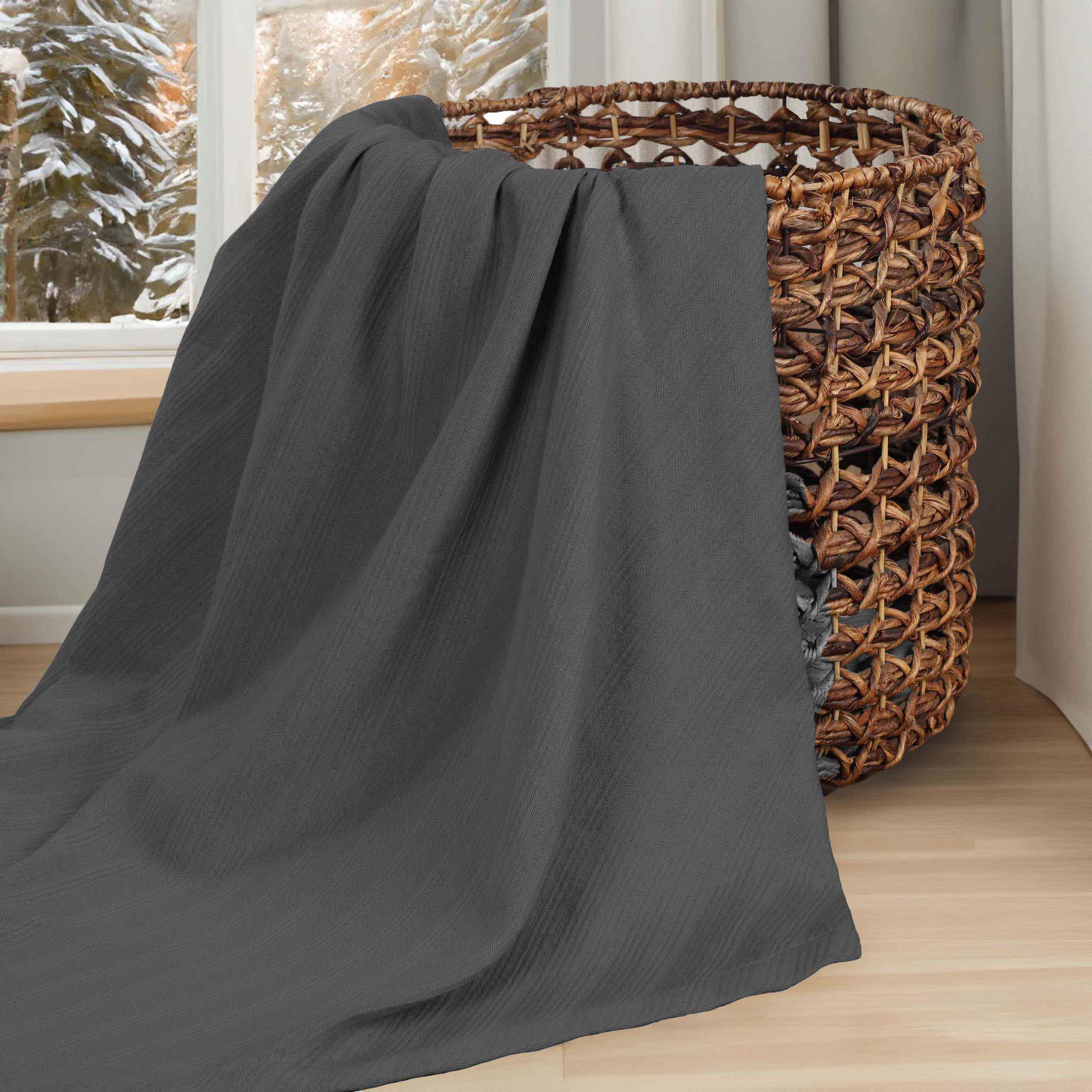 Milan Cotton Textured Jacquard Striped Lightweight Woven Blanket - Blanket by Superior Brand