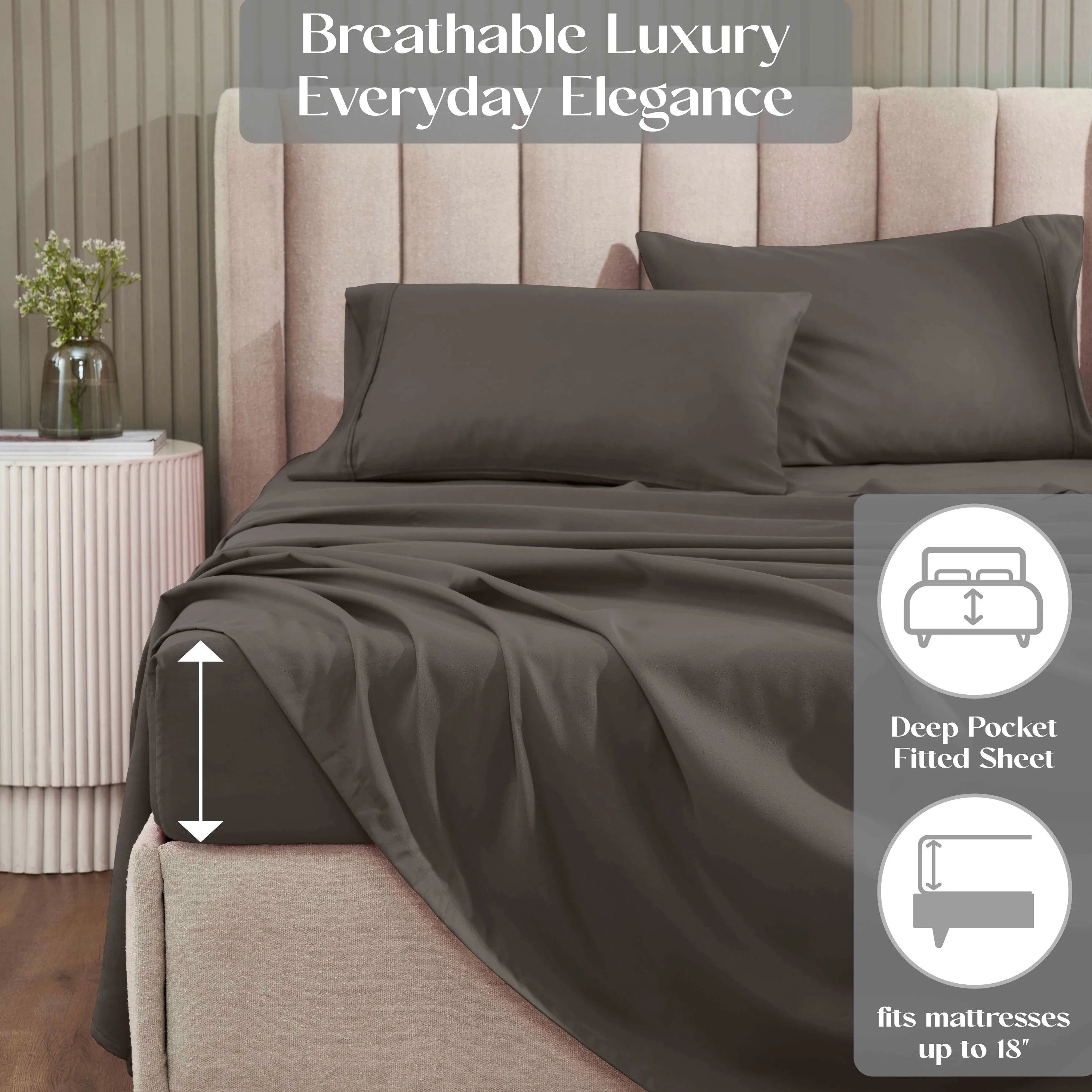 1200 Thread Count Cotton Rich Bed Sheet Set Solid Deep Pocket - Sheet Set by Superior Brand