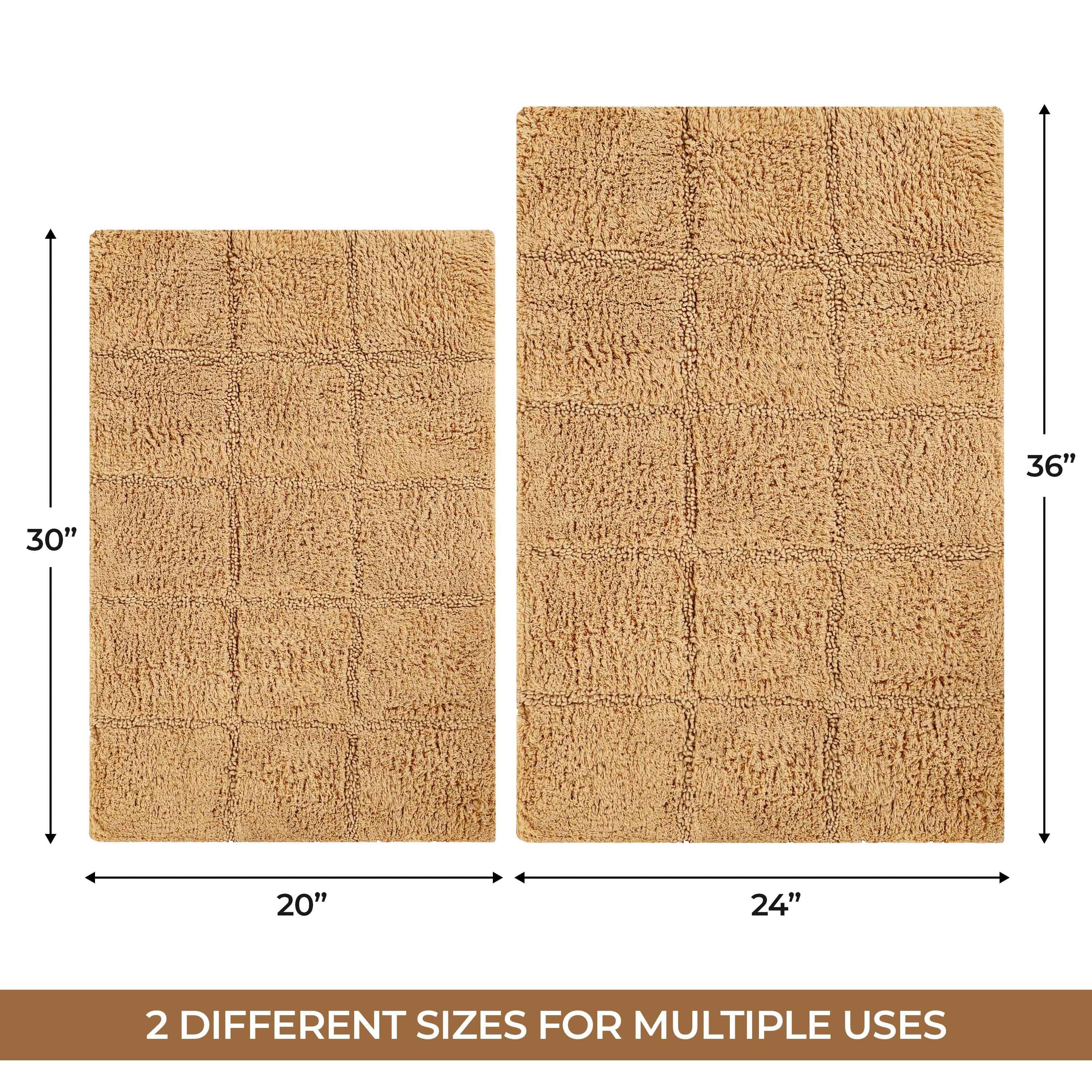 Cotton Checkers Geometric Non-Skid Washable 2 Piece Bath Rug Set - Bath Rugs by Superior Brand