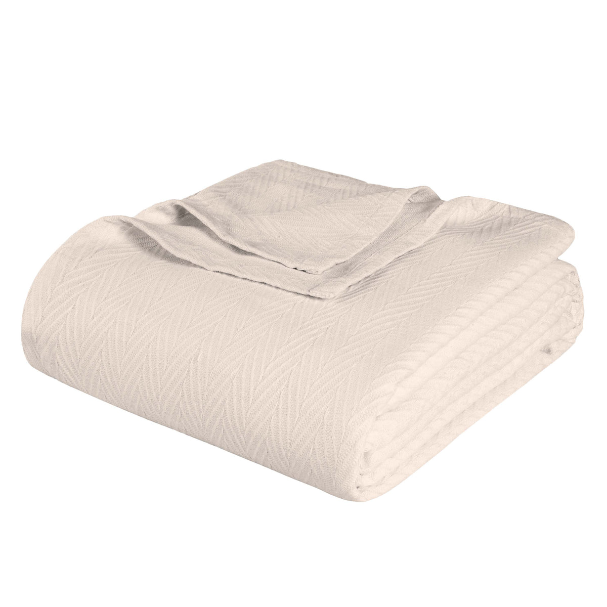 Chevron All-Season Cotton Blanket - Ivory