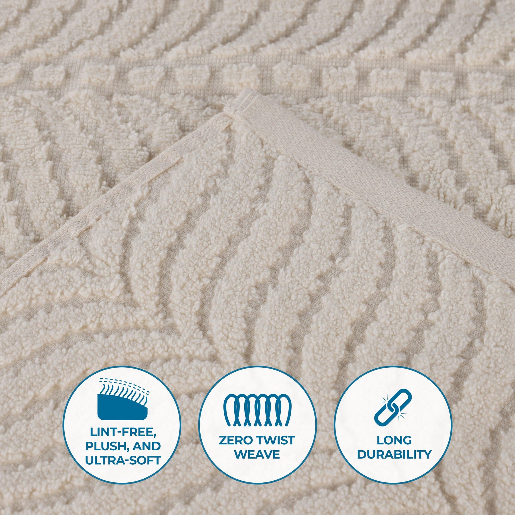 Chevron Zero Twist Cotton Solid and Jacquard 8 Piece Towel Set