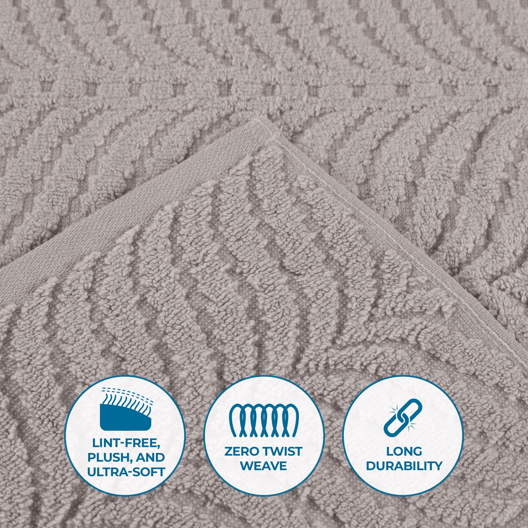 Chevron Zero Twist Cotton Solid and Jacquard 8 Piece Towel Set