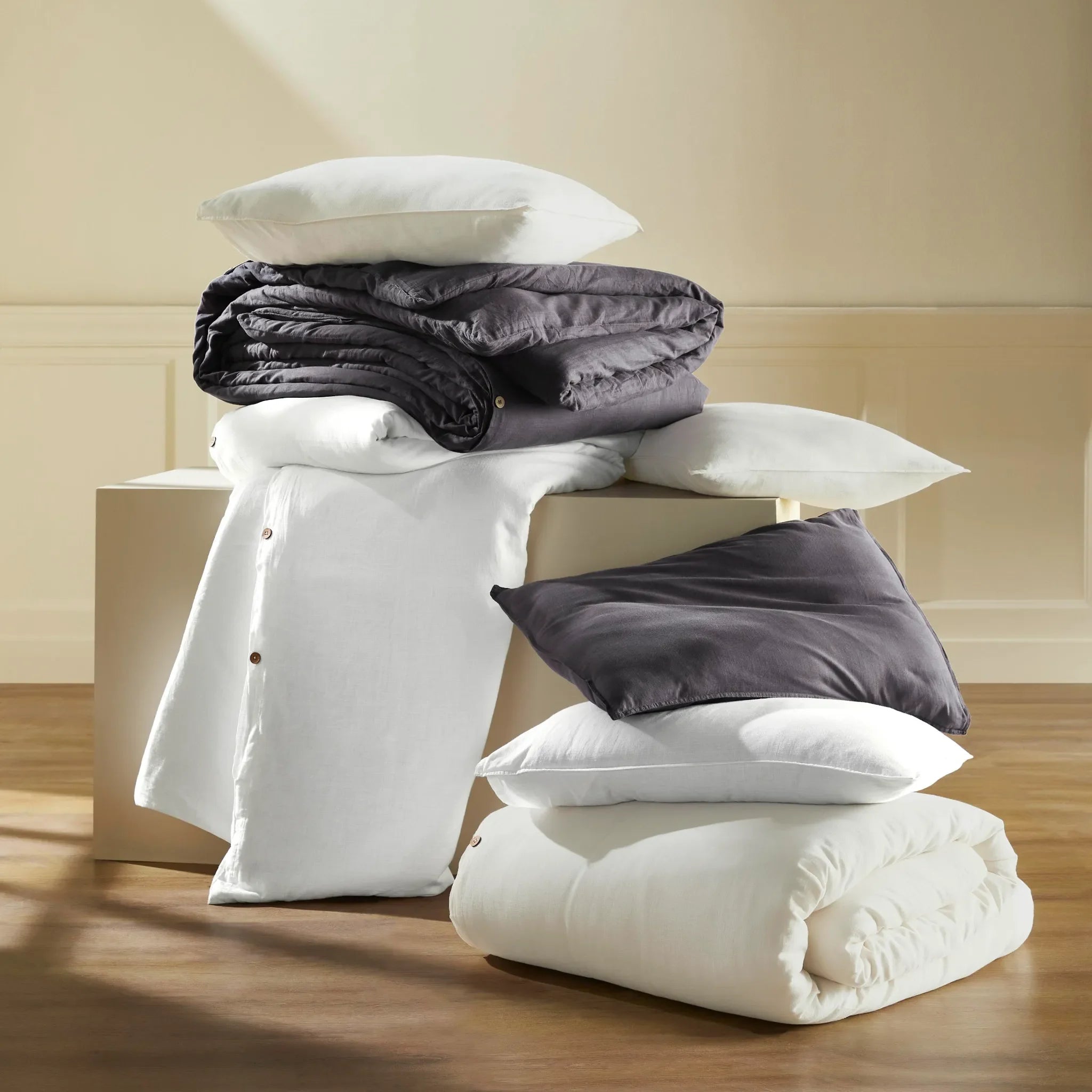 Chloe 100% Cotton Linen Texture Vintage Wash Duvet Cover Set - Duvet Cover Set by Superior Brand