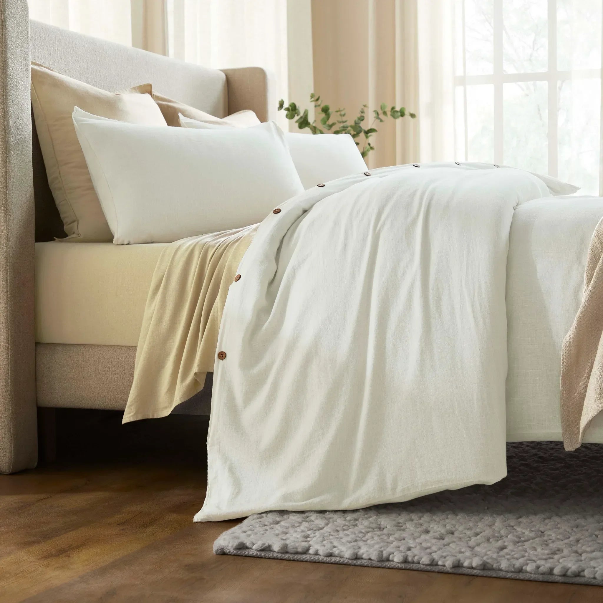 Chloe 100% Cotton Linen Texture Vintage Wash Duvet Cover Set - Duvet Cover Set by Superior Brand