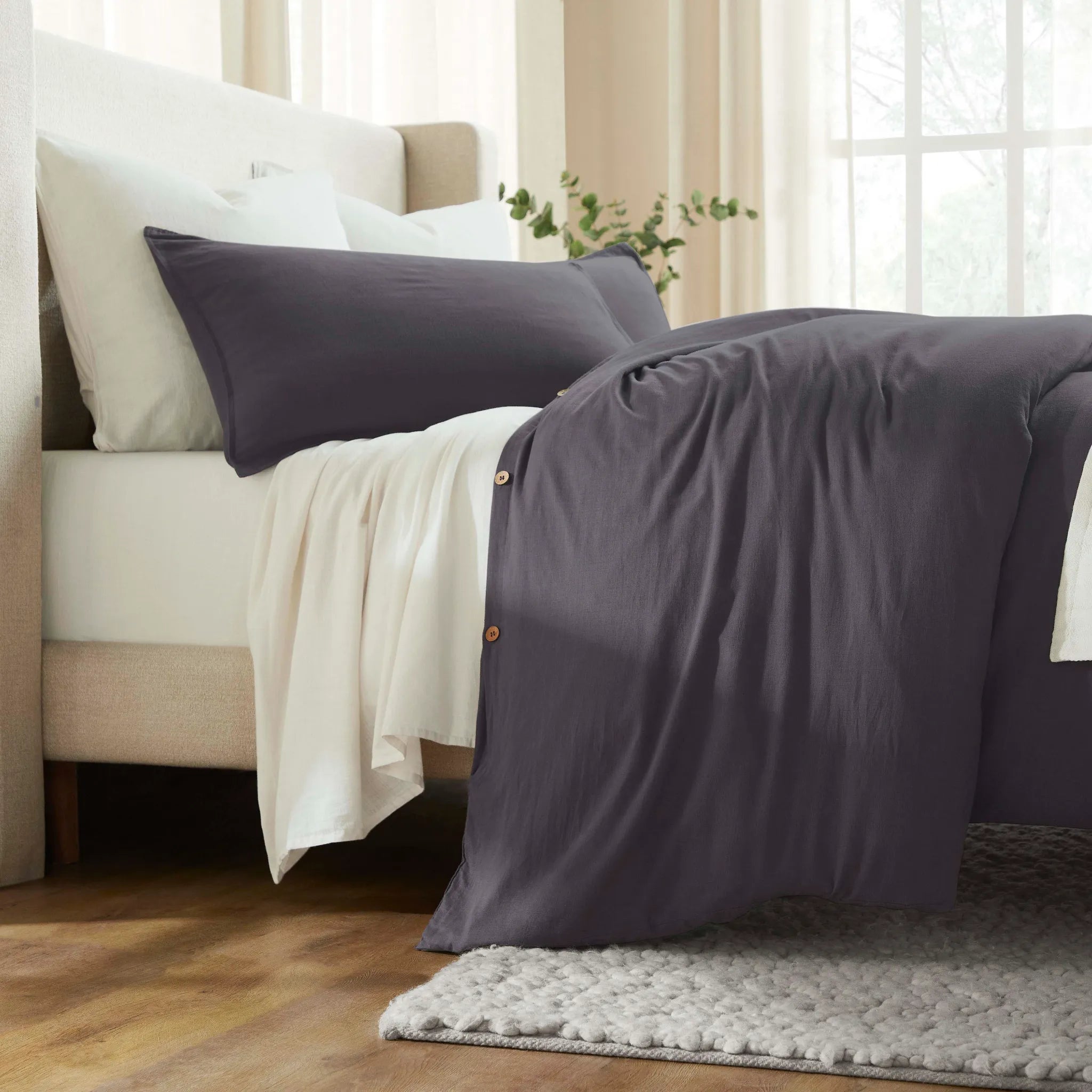 Chloe 100% Cotton Linen Texture Vintage Wash Duvet Cover Set - Duvet Cover Set by Superior Brand