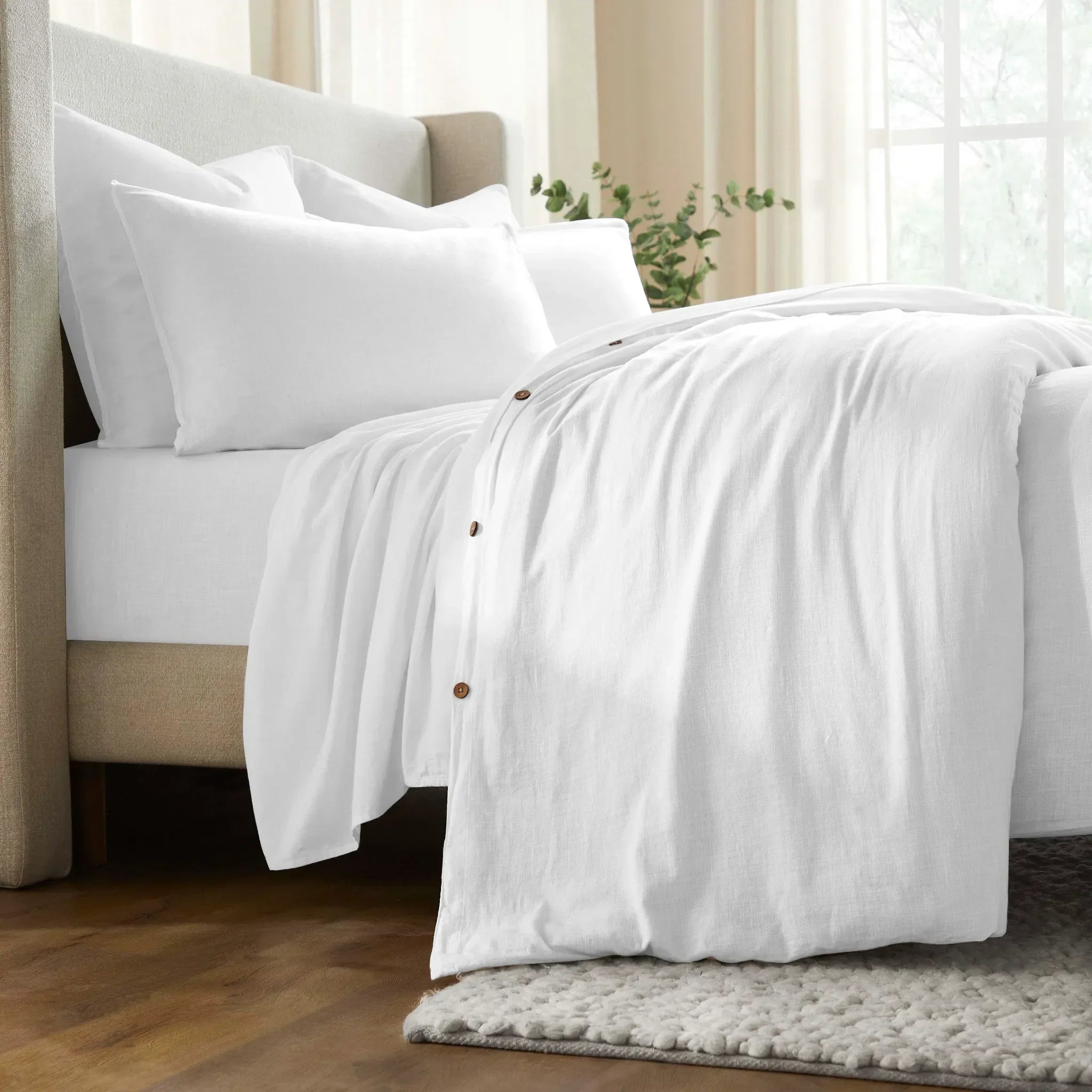 Chloe 100% Cotton Linen Texture Vintage Wash Duvet Cover Set - Duvet Cover Set by Superior Brand