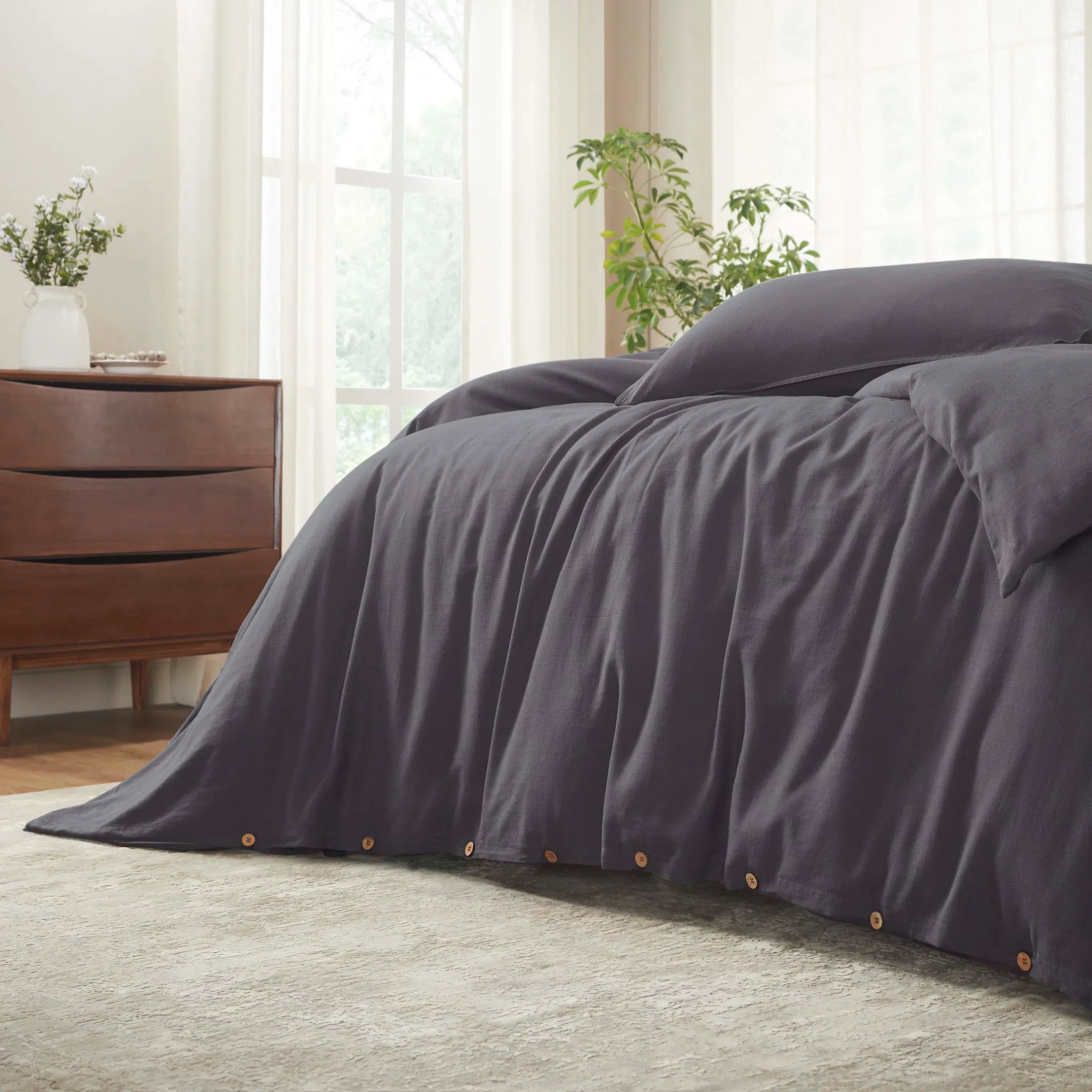 Chloe 100% Cotton Linen Texture Vintage Wash Duvet Cover Set - Duvet Cover Set by Superior Brand