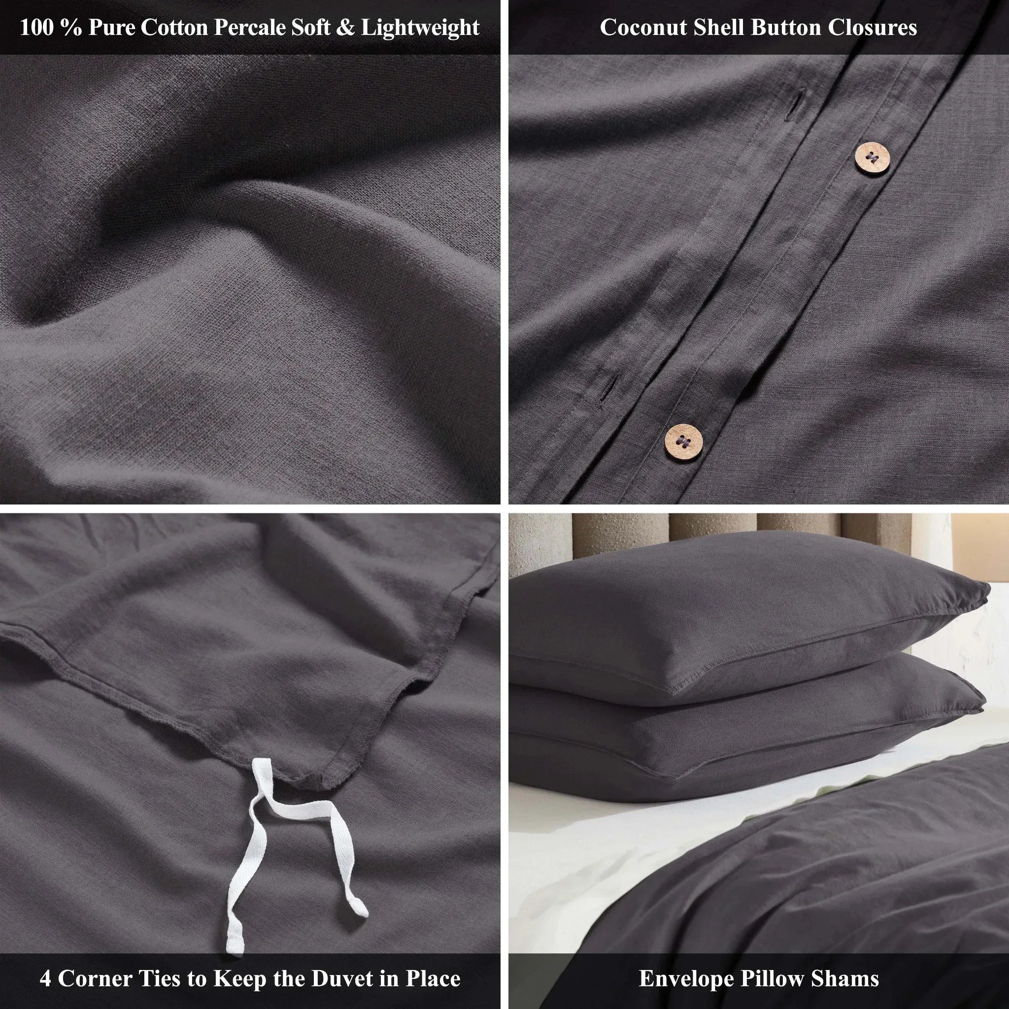 Chloe 100% Cotton Linen Texture Vintage Wash Duvet Cover Set - Duvet Cover Set by Superior Brand