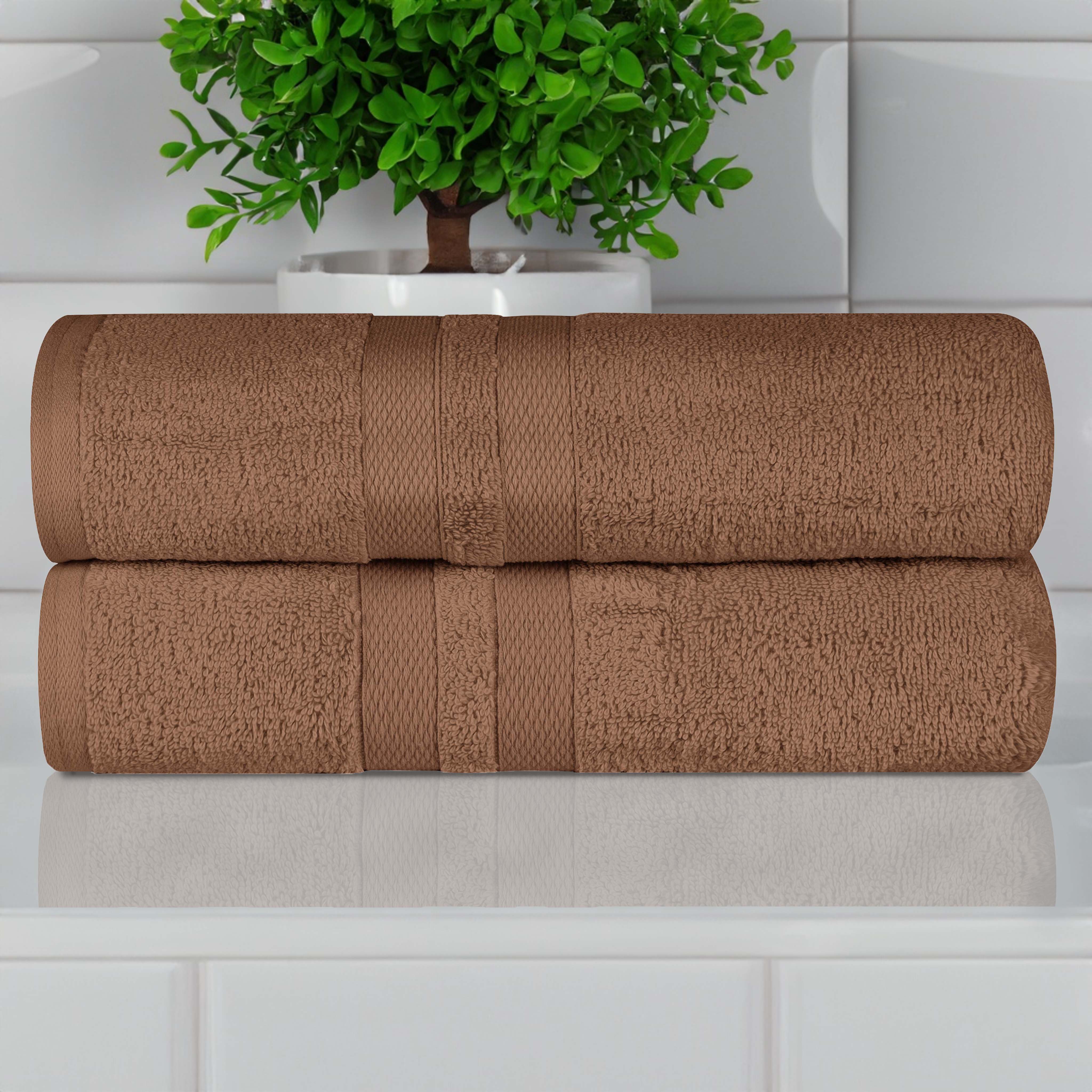 Ultra-Soft Cotton Solid Medium Weight Absorbent Bath Towel Set of 2 - Towel Set by Superior Brand