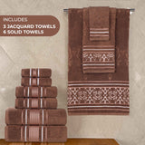 Zero-Twist Cotton Jacquard Towel Set 9 Piece - Sadie - Towel Set by Superior Brand