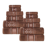 Sadie Zero Twist Cotton Solid and Jacquard Floral 12 Piece Towel Set - Towel Set by Superior Brand