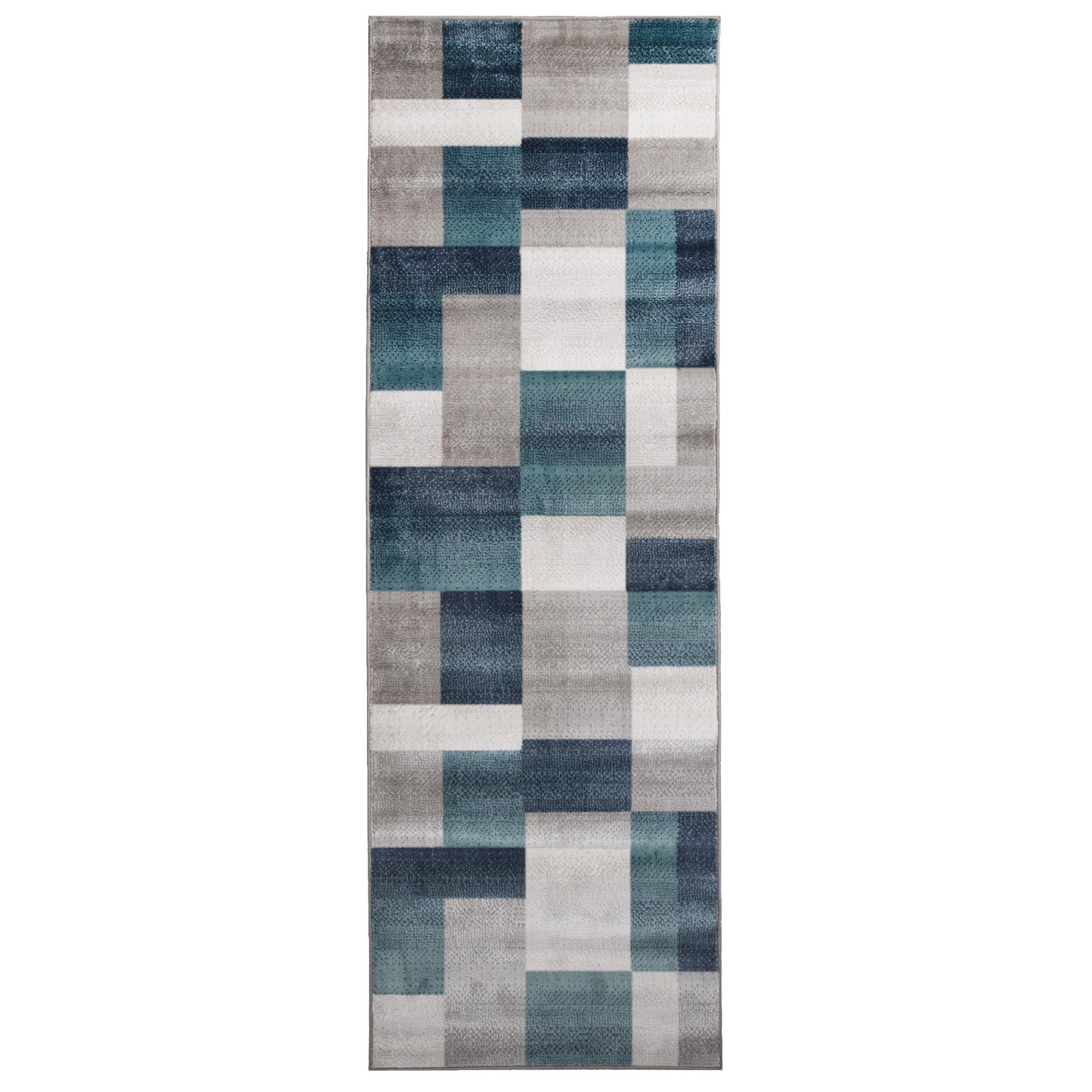Clifton Geometric Color Block Plush Modern Indoor Area Rug or Runner Rug