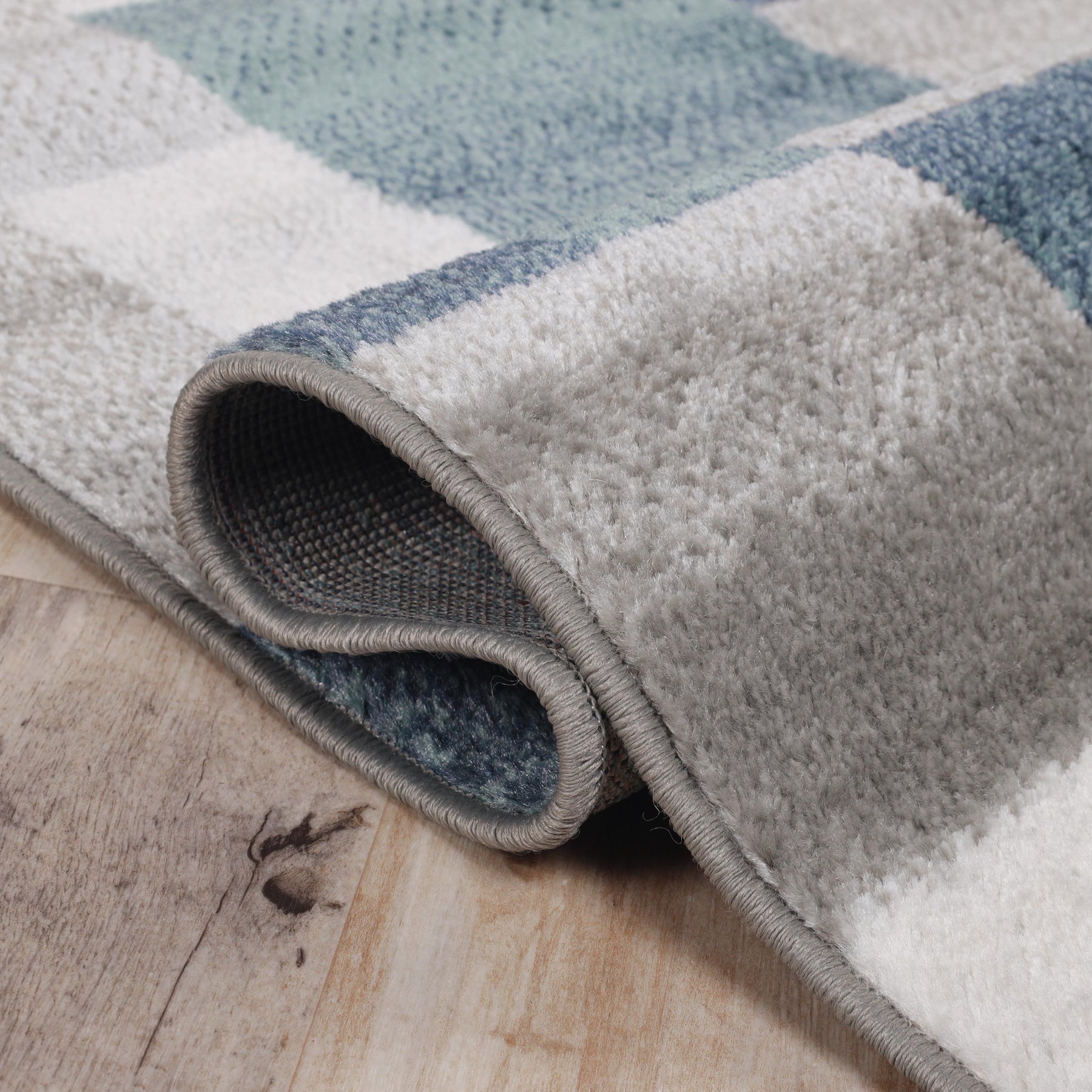 Clifton Geometric Color Block Plush Modern Indoor Area Rug or Runner Rug