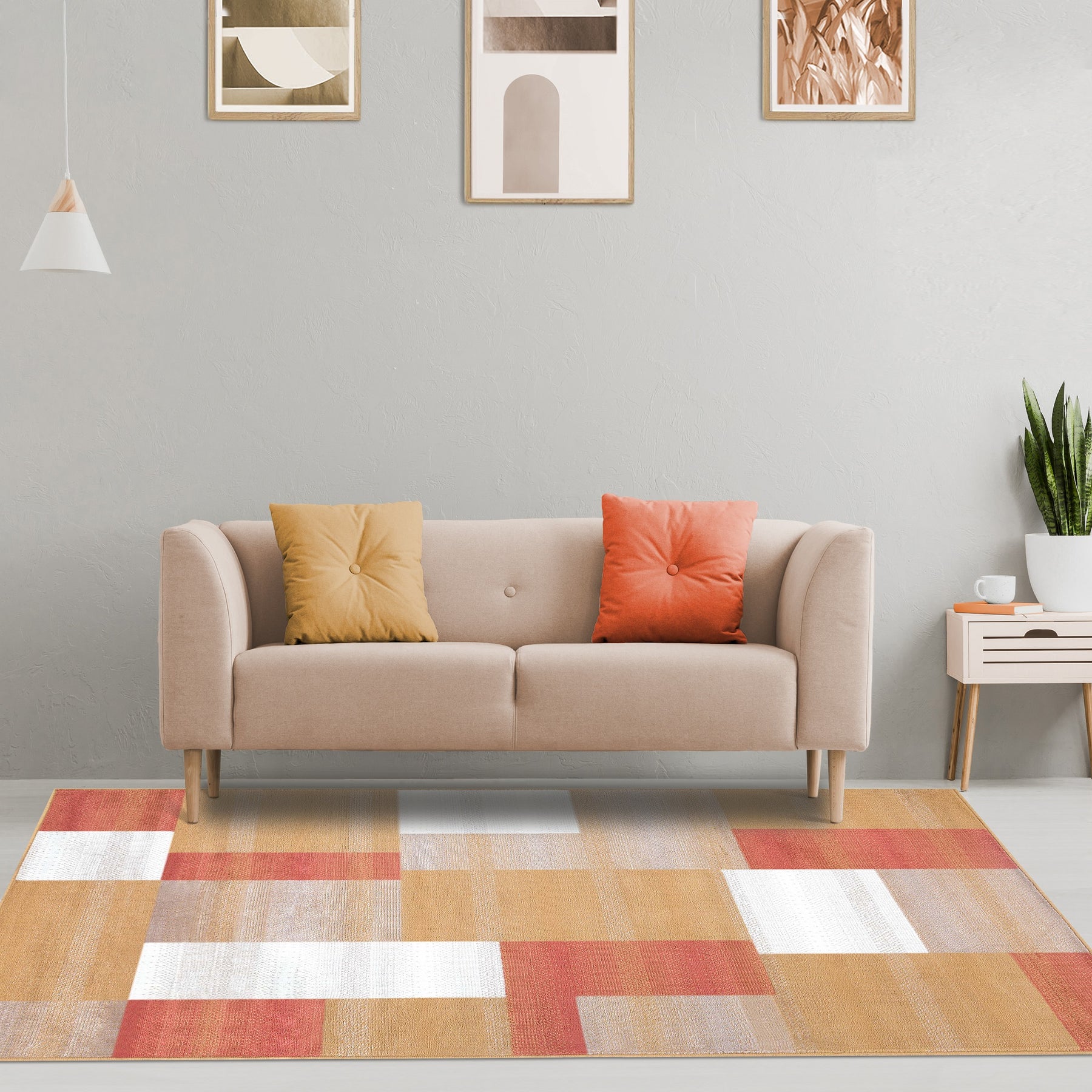 Clifton Geometric Color Block Plush Modern Indoor Area Rug or Runner Rug