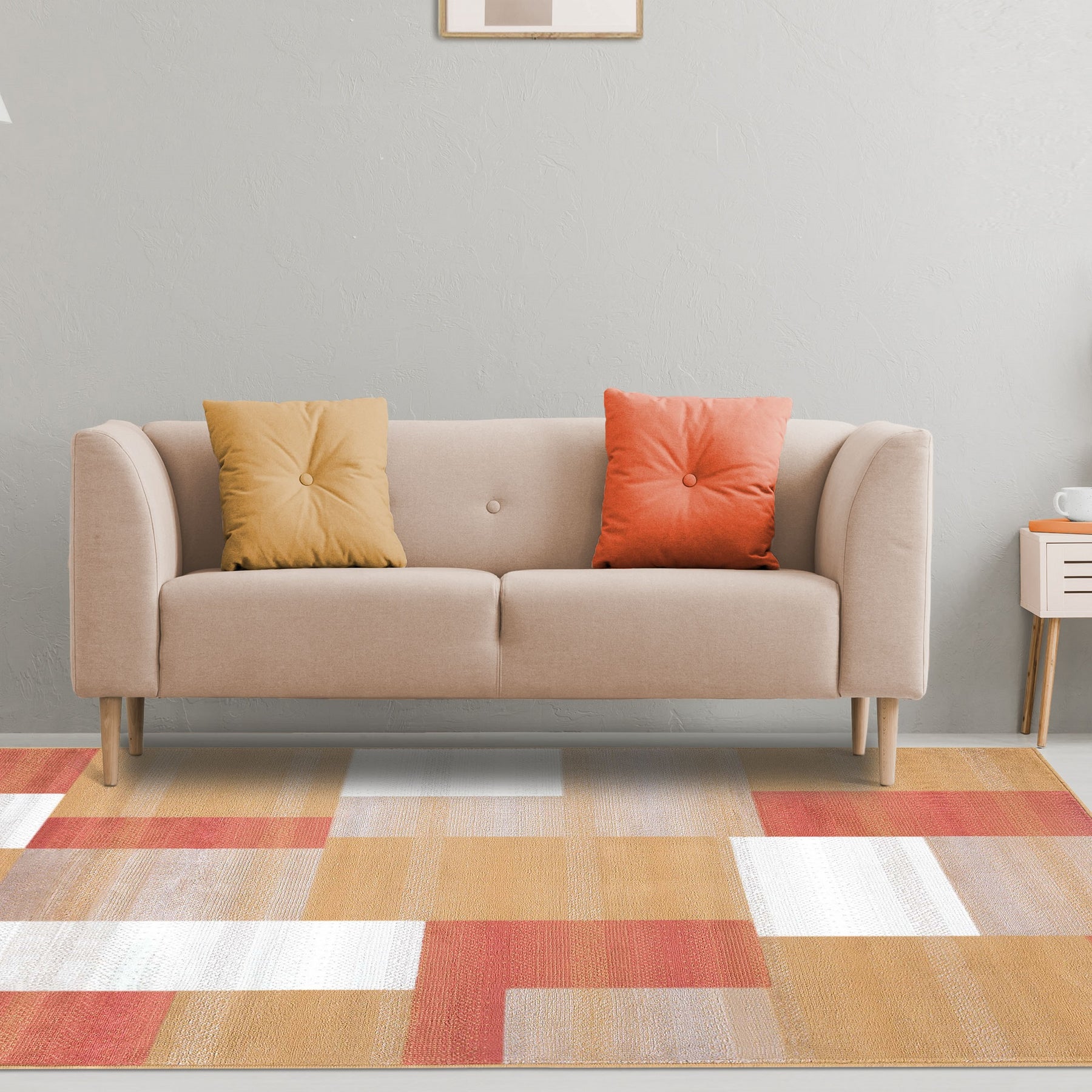 Clifton Geometric Color Block Plush Modern Indoor Area Rug or Runner Rug