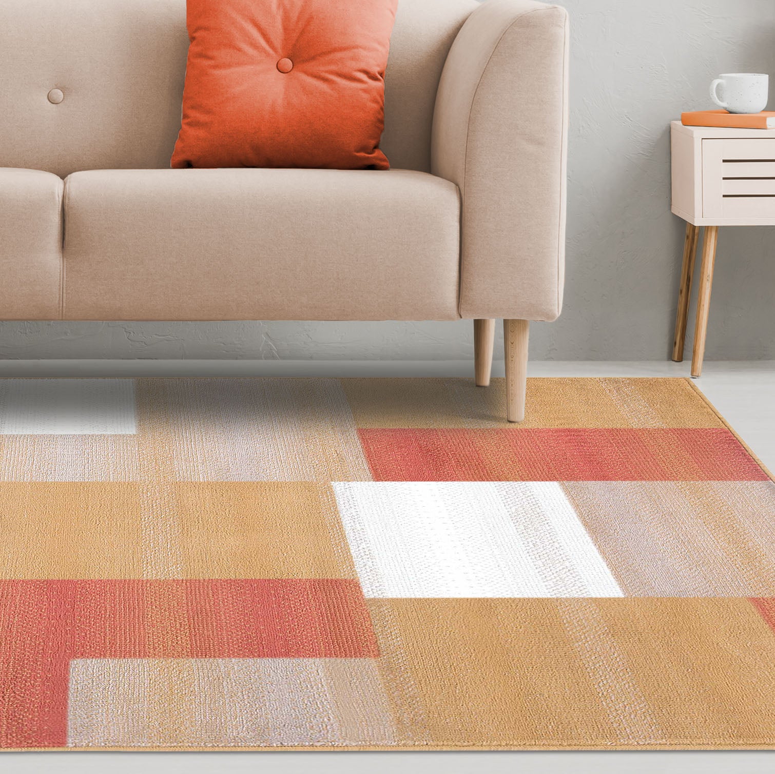 Clifton Geometric Color Block Plush Modern Indoor Area Rug or Runner Rug