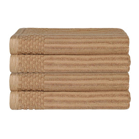 Soho Ribbed Cotton Absorbent Bath Towel Set of 4 - Coffee
