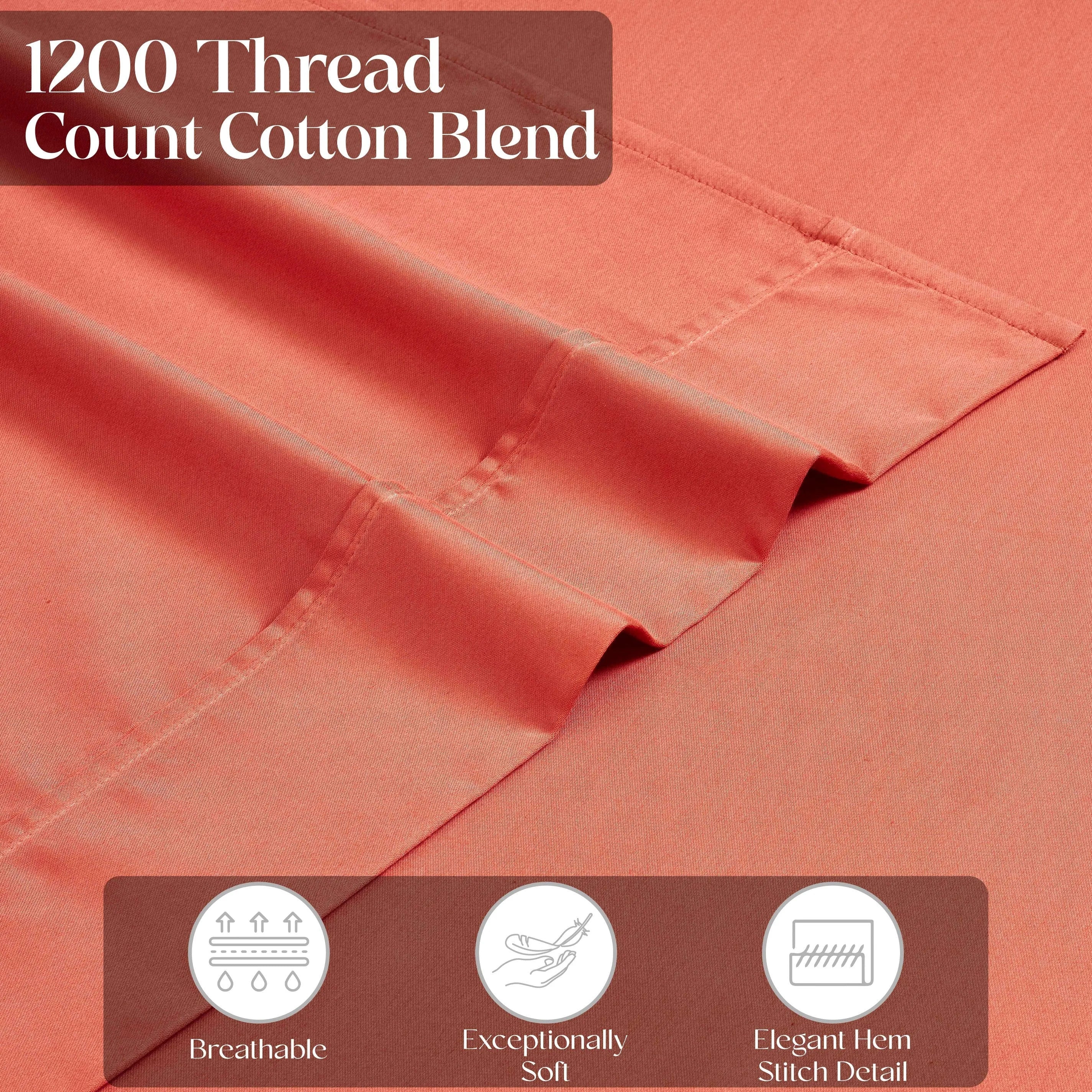 1200 Thread Count Cotton Rich Bed Sheet Set Solid Deep Pocket - Sheet Set by Superior Brand