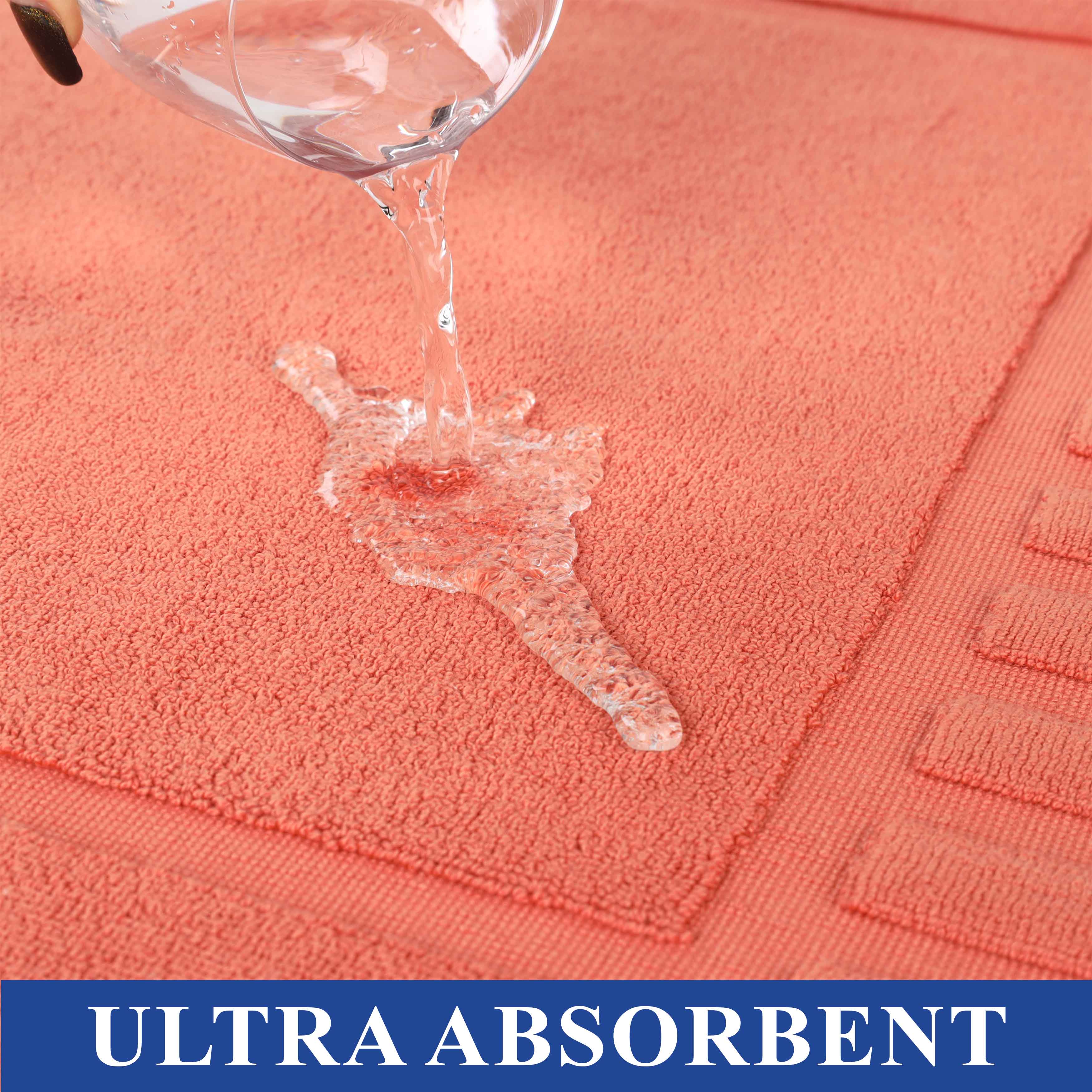 Leo Cotton Solid Modern Absorbent Heavy Washable Bath Mat Set of 2 - Bath Mats by Superior Brand