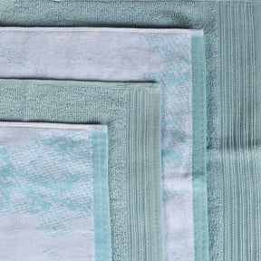 Cotton Marble and Solid Quick Dry 10 Piece Assorted Bathroom Towel Set - Teal