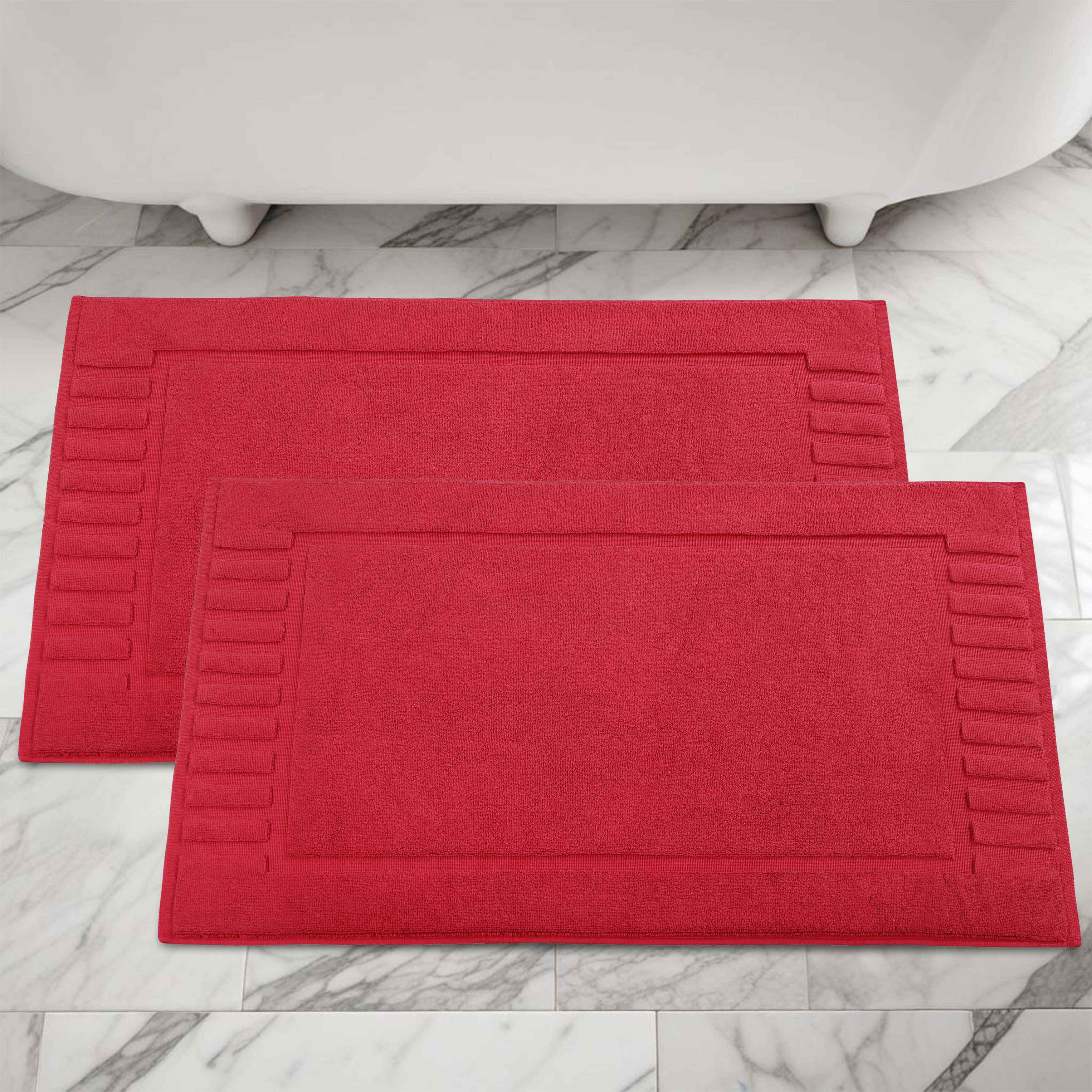 Leo Cotton Solid Modern Absorbent Heavy Washable Bath Mat Set of 2 - Bath Mats by Superior Brand