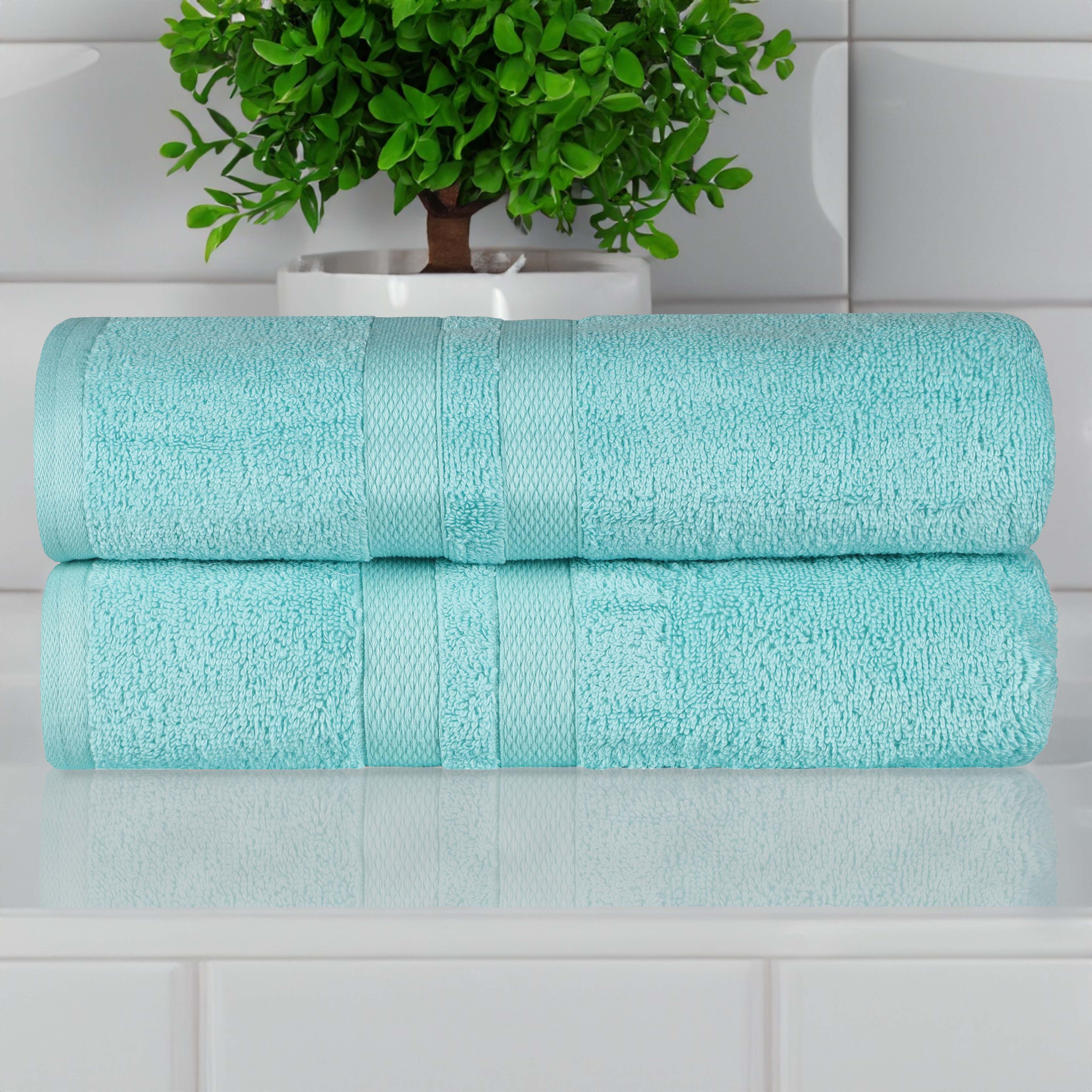 Ultra-Soft Cotton Solid Medium Weight Absorbent Bath Towel Set of 2 - Towel Set by Superior Brand