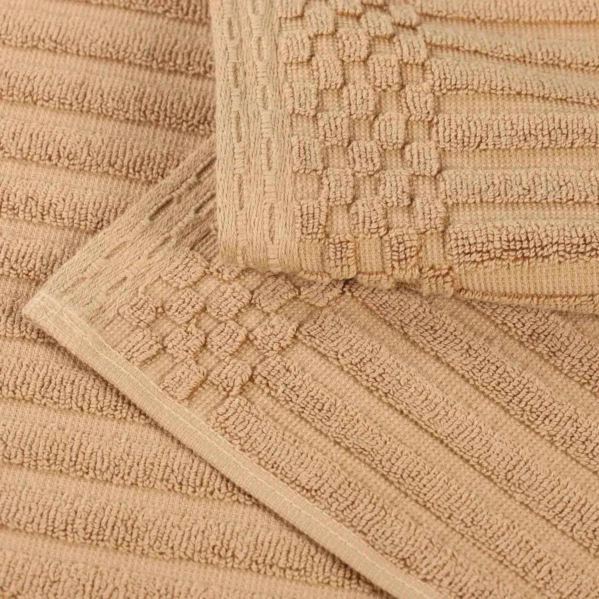 Soho Ribbed Cotton Absorbent 3 Piece Assorted Towel Set - Towel Set by Superior Brand