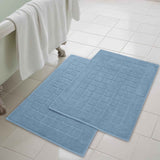 Nora Cotton Solid Absorbent Thick Checkered Washable Bath Mat Set of 2 - Bath Mats by Superior Brand