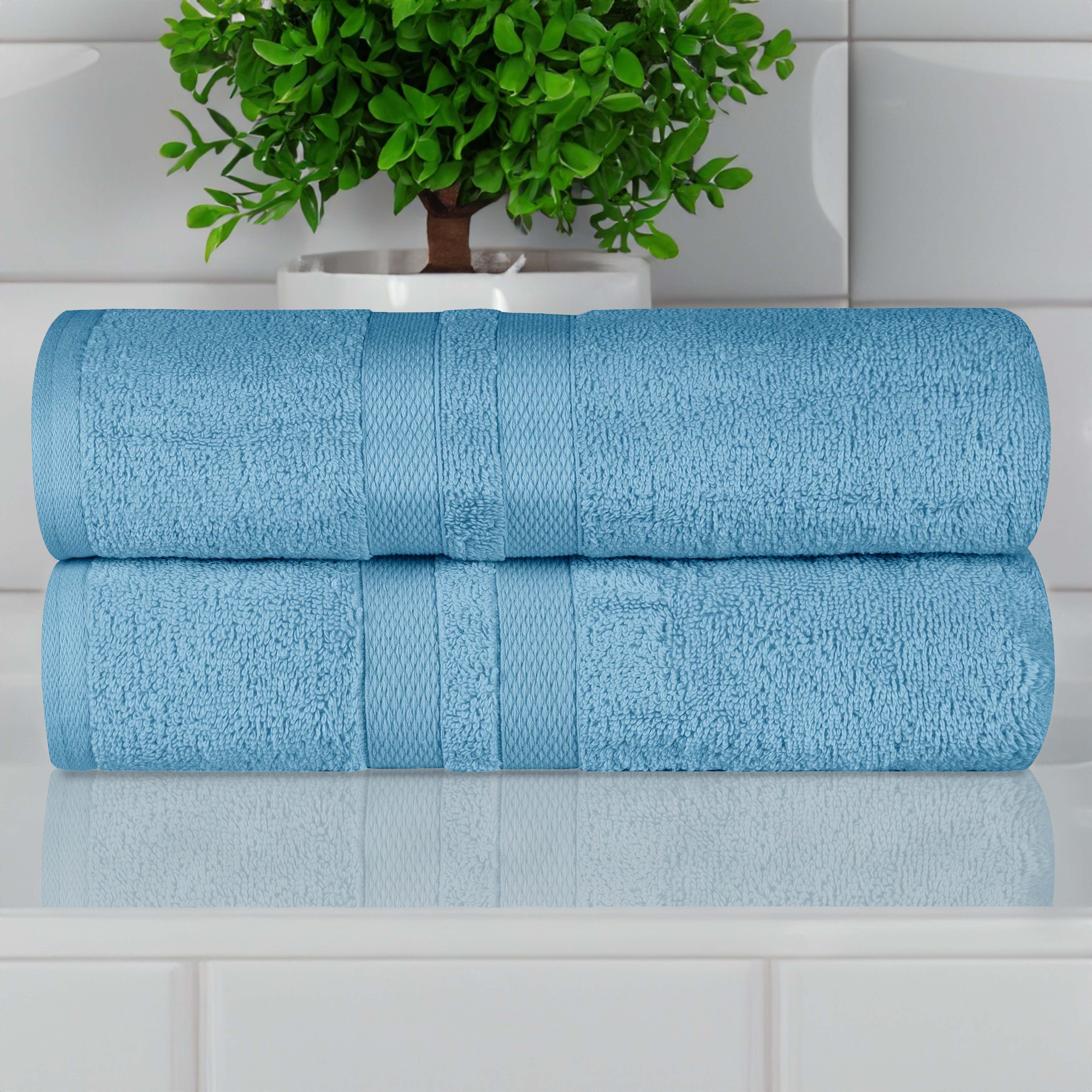 Ultra-Soft Cotton Solid Medium Weight Absorbent Bath Towel Set of 2 - Towel Set by Superior Brand