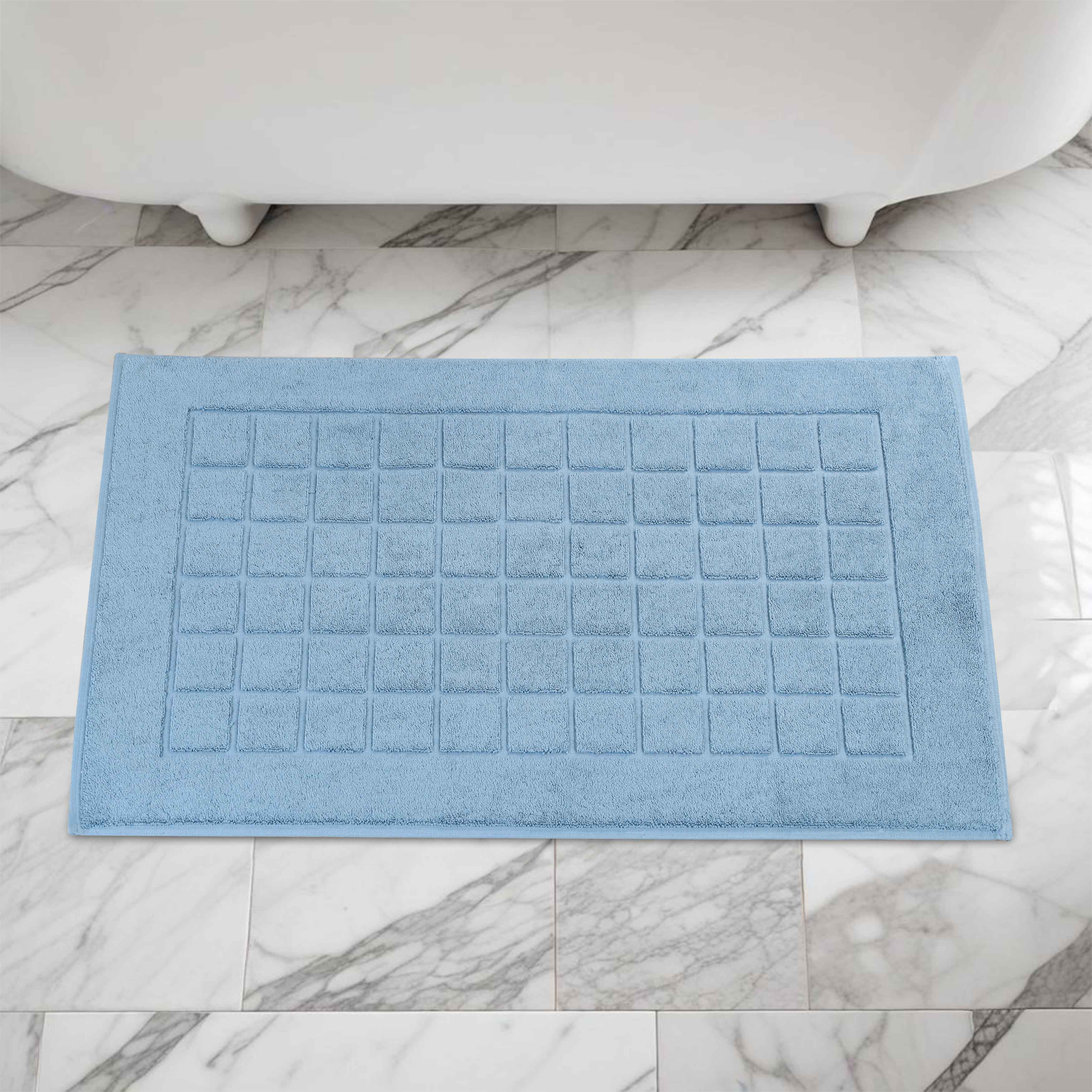 Nora Cotton Solid Absorbent Thick Checkered Washable Bath Mat Set of 2 - Bath Mats by Superior Brand