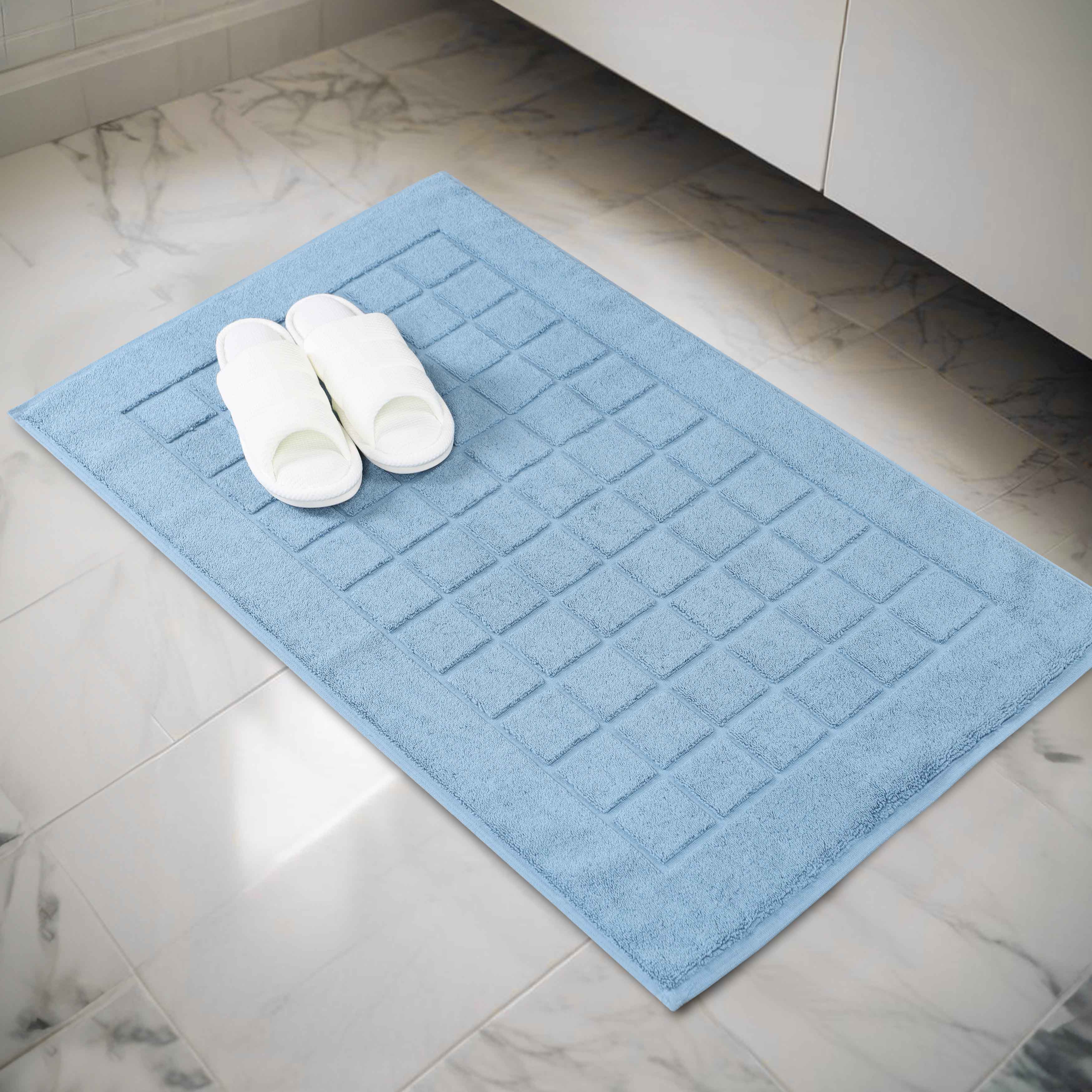 Nora Cotton Solid Absorbent Thick Checkered Washable Bath Mat Set of 2 - Bath Mats by Superior Brand