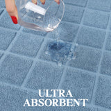 Nora Cotton Solid Absorbent Thick Checkered Washable Bath Mat Set of 2 - Bath Mats by Superior Brand