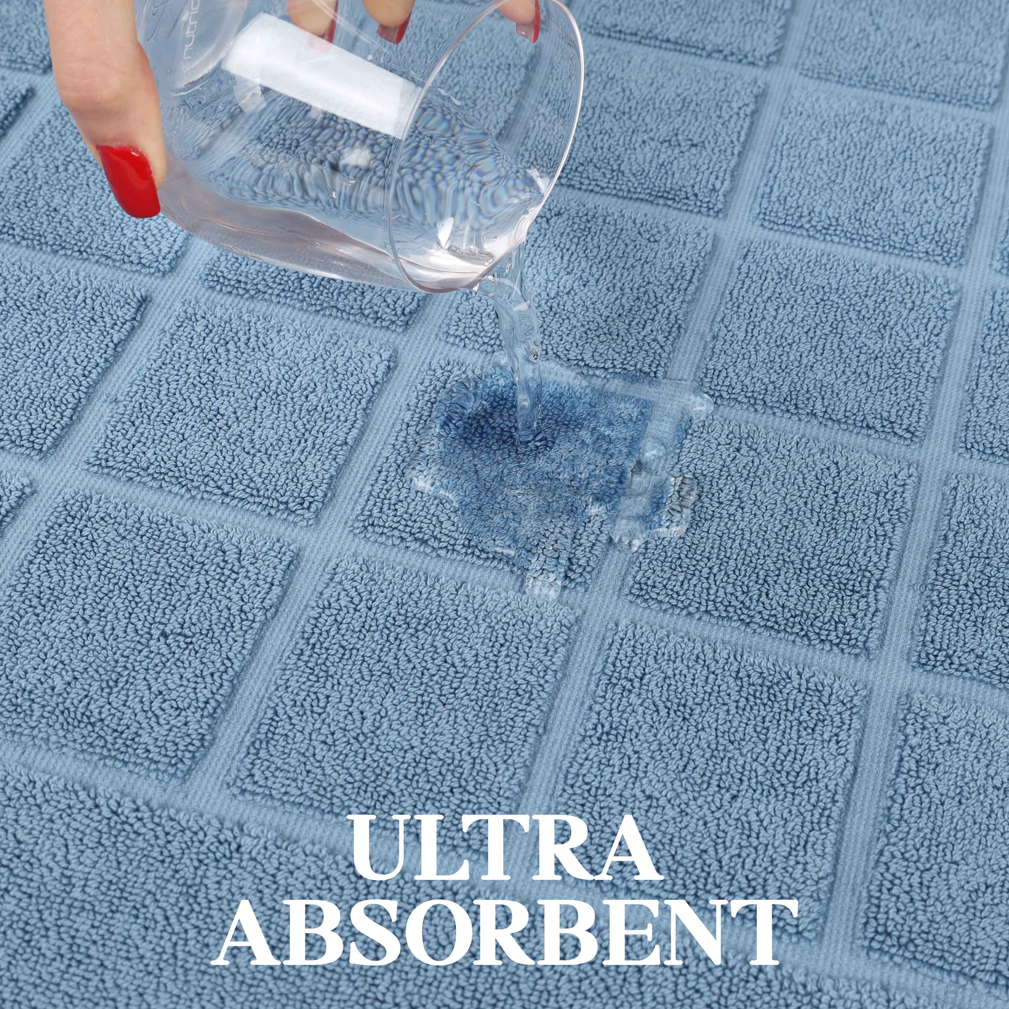 Nora Cotton Solid Absorbent Thick Checkered Washable Bath Mat Set of 2 - Bath Mats by Superior Brand