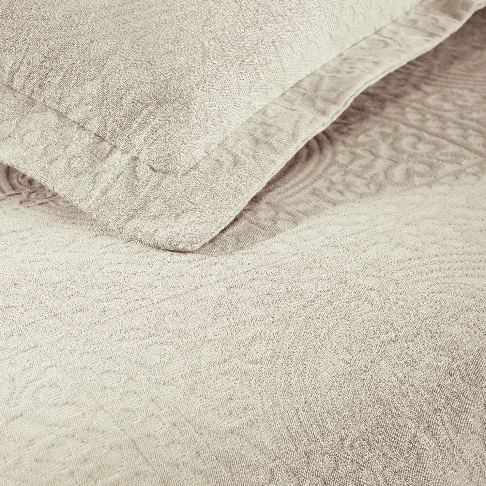 Fleur De Lis Jacquard Matelassé Cotton Medallion Bedspread Set - Bedspread by Superior Brand