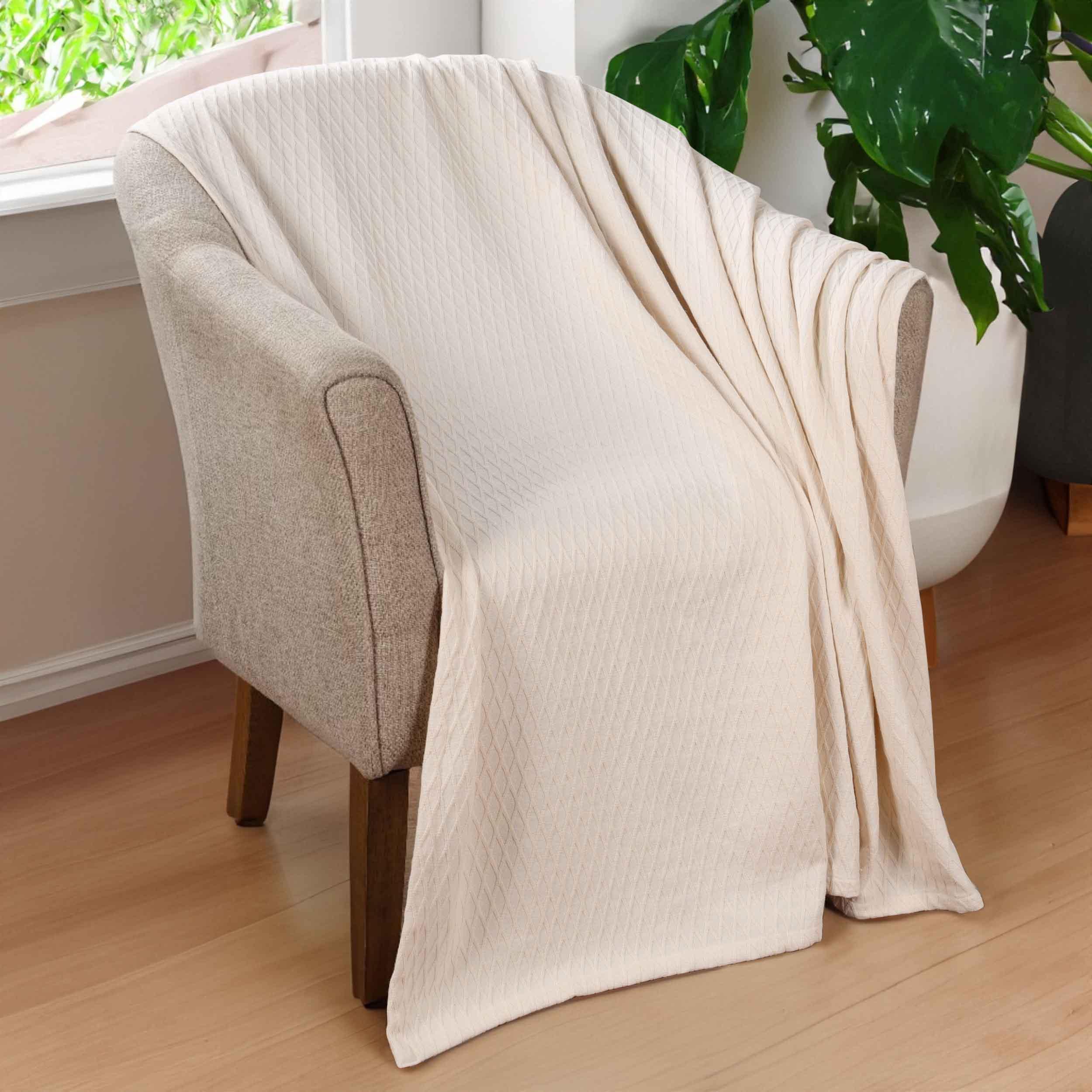 100% Cotton Thermal Blanket – Diamond Weave All-Season, Lightweight & Breathable - Blanket by Superior Brand